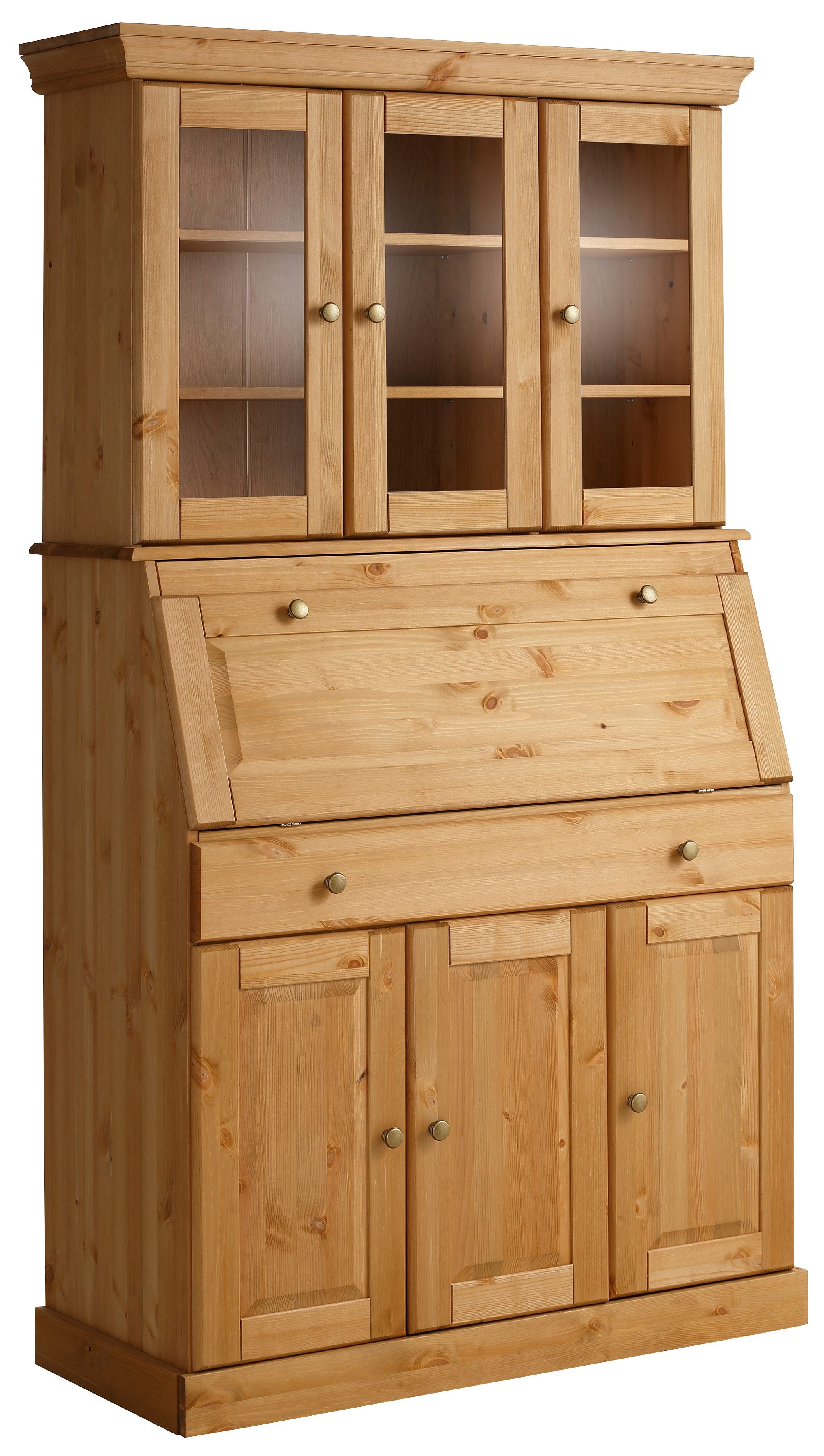 Home affaire Secretaire Rosi in landelijke stijl Bureau van massief hout, met vitrine, in 2 breedtes