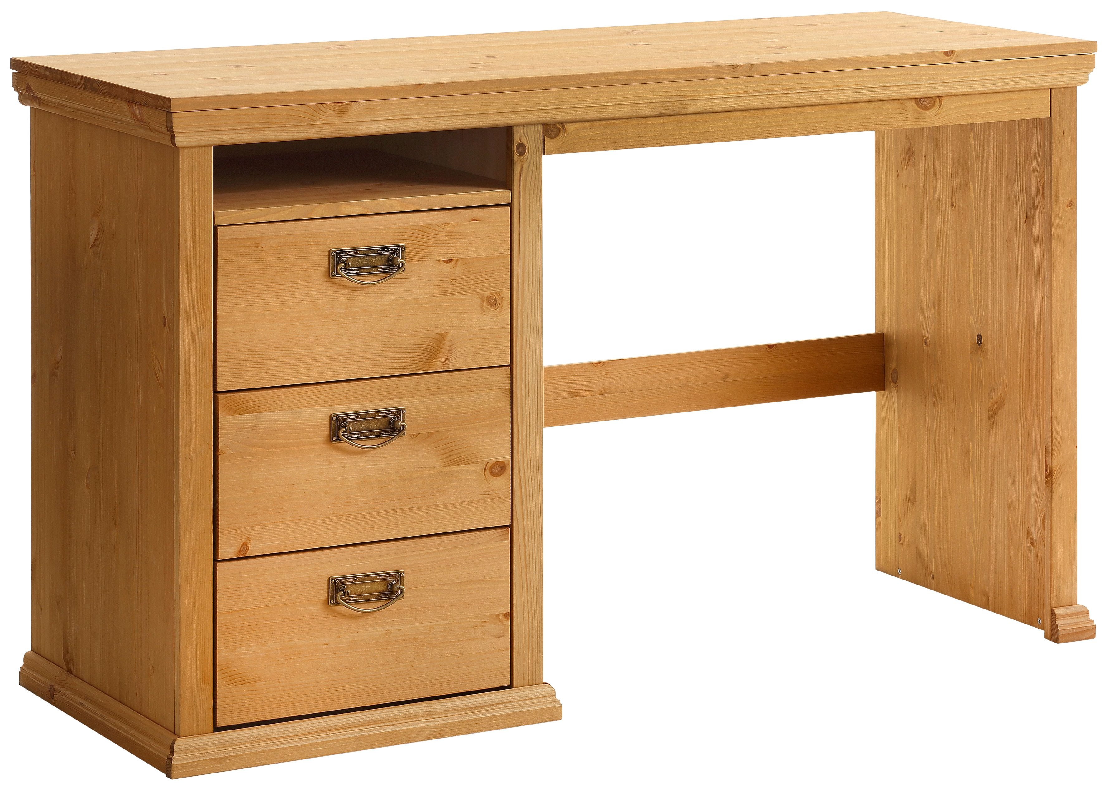 Home affaire Bureau Konrad van gecertificeerd massief hout, met lades, breedte 129 cm bureaus beige