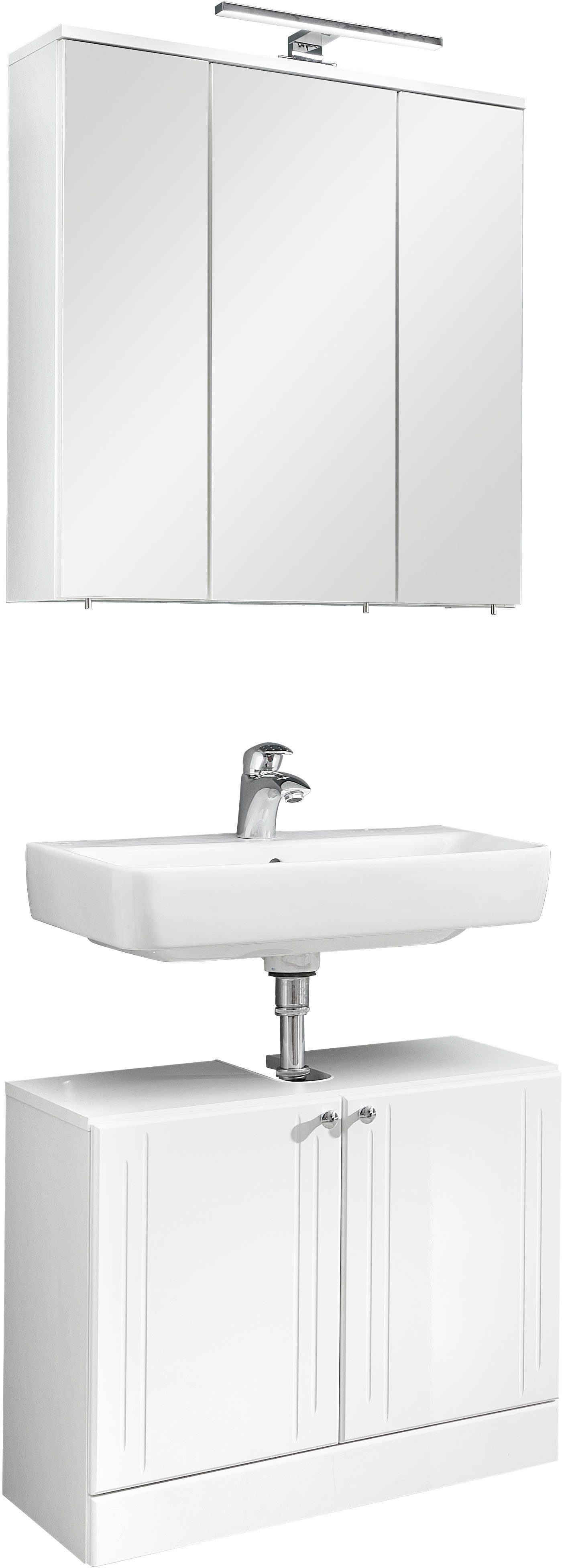 Saphir Badmeubelset Quickset 955 2-delig, wastafelonderkast en led-spiegelkast (set, 2 stuks)