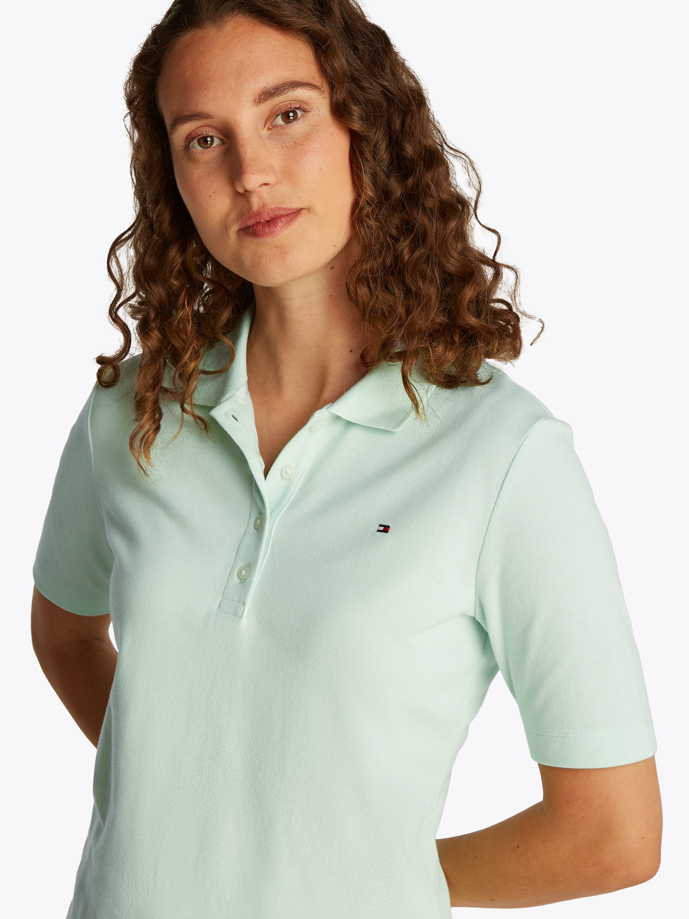 Tommy Hilfiger Poloshirt 1985 Regular Fit Pique Premium Polo met logo-borduursel, met zijsplitten