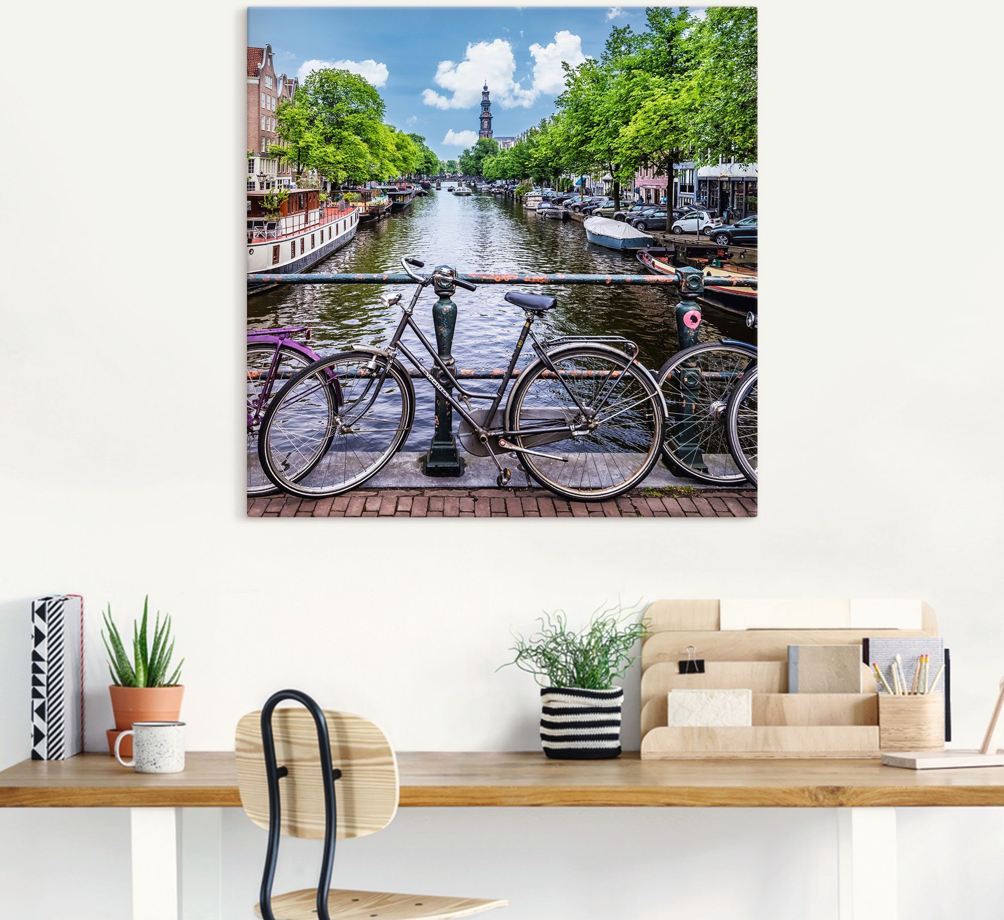 Artland Artprint op linnen Typisch Amsterdam gespannen op een spieraam