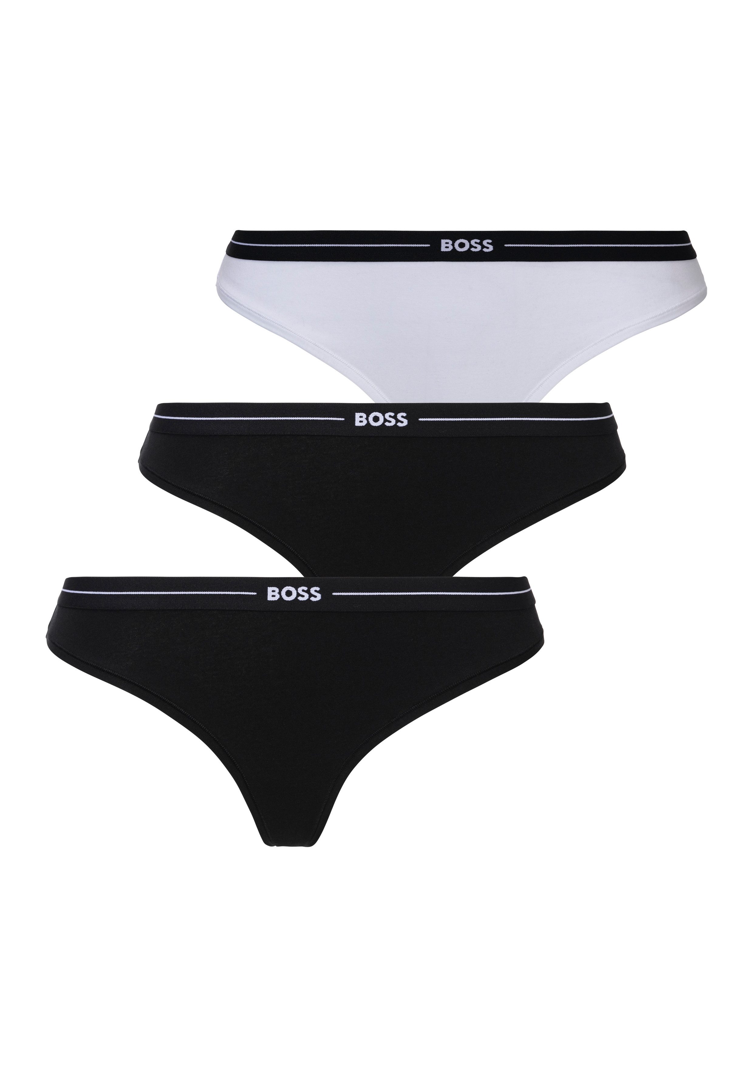 BOSS String 3P THONG met boss-logo tailleband (3 stuks) dames tailleslips maat XL wit