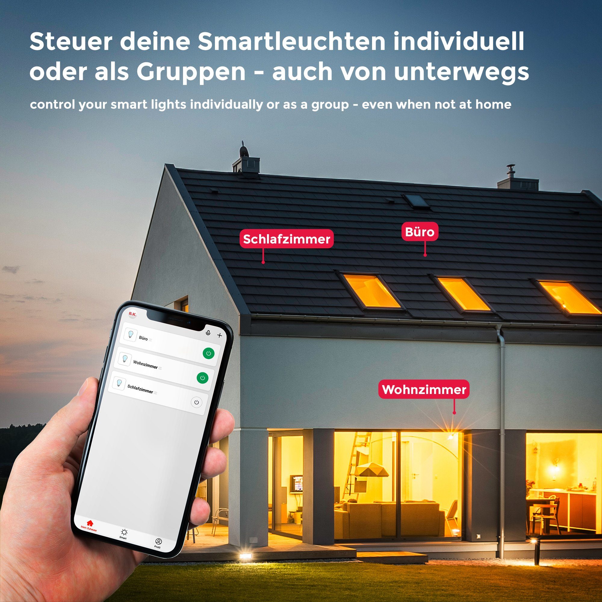 B.K.Licht Led-verlichting Smart Home LED-lamp, RGB, WiFi, appbesturing, dimbaar