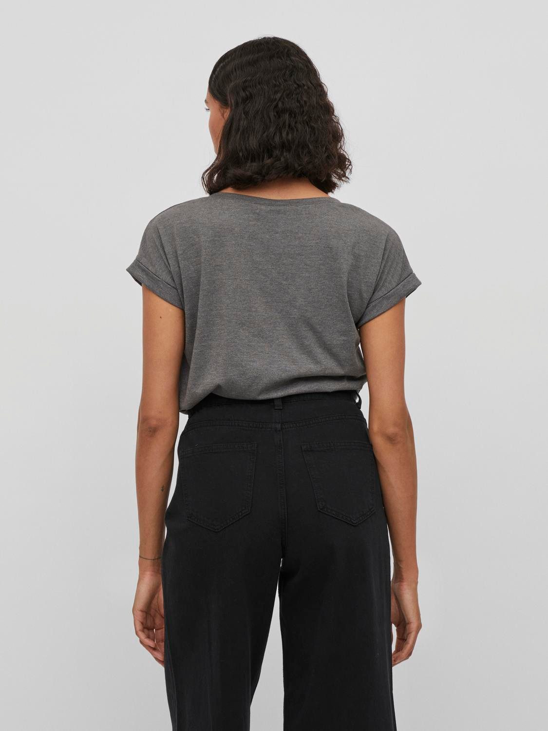Vila Shirt met ronde hals VIDREAMERS NEW PURE T-SHIRT/SU-NOOS Basic dames T-shirt met ronde hals en omgeslagen mouwen