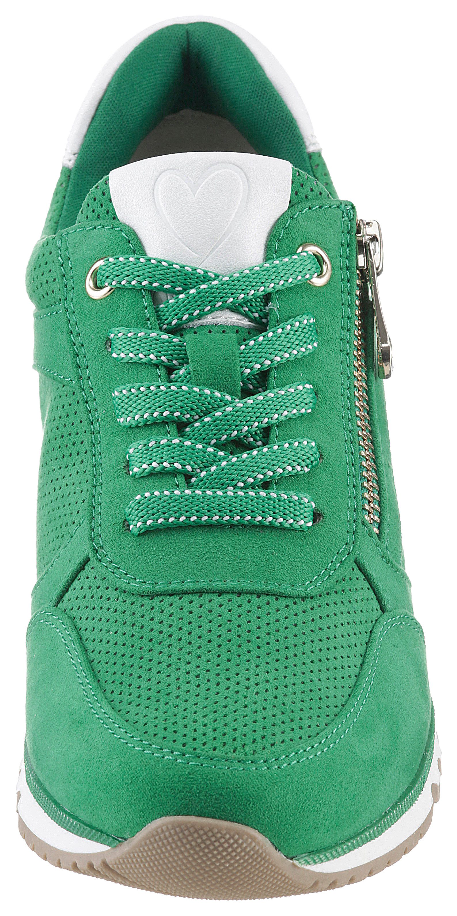 Marco Tozzi Sneakers met sleehak vrijetijdsschoen, lage schoen, veterschoen in vegan uitvoering