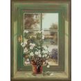 home affaire artprint op linnen a. heins: wilde rozen bij het raam 57-79 cm groen