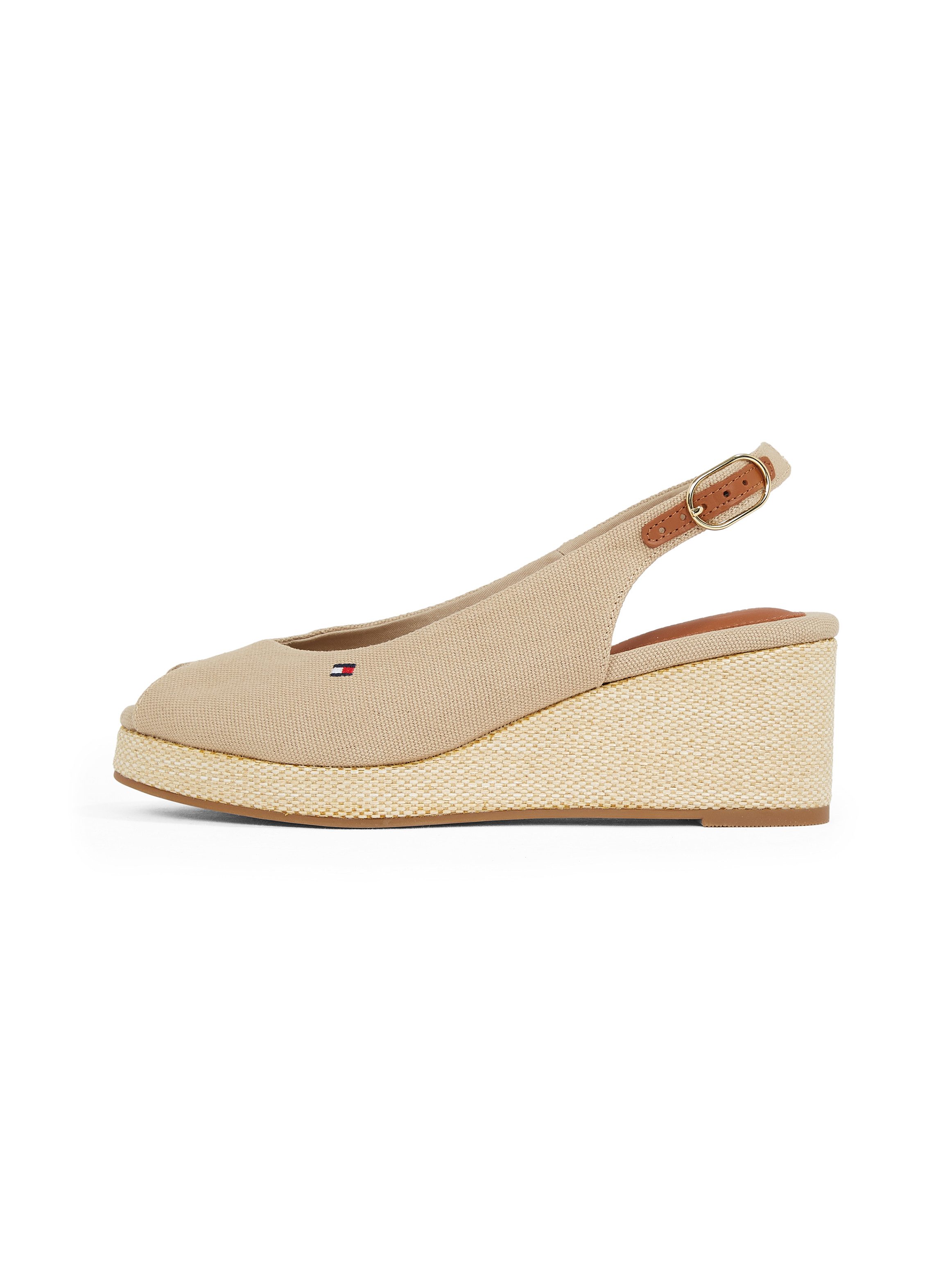 Tommy Hilfiger Sleehaksandaaltjes FLAG MID WEDGE ESPAD SLINGBACK , plateau, zomerschoen, riem-sandaal met verstelbare gesp