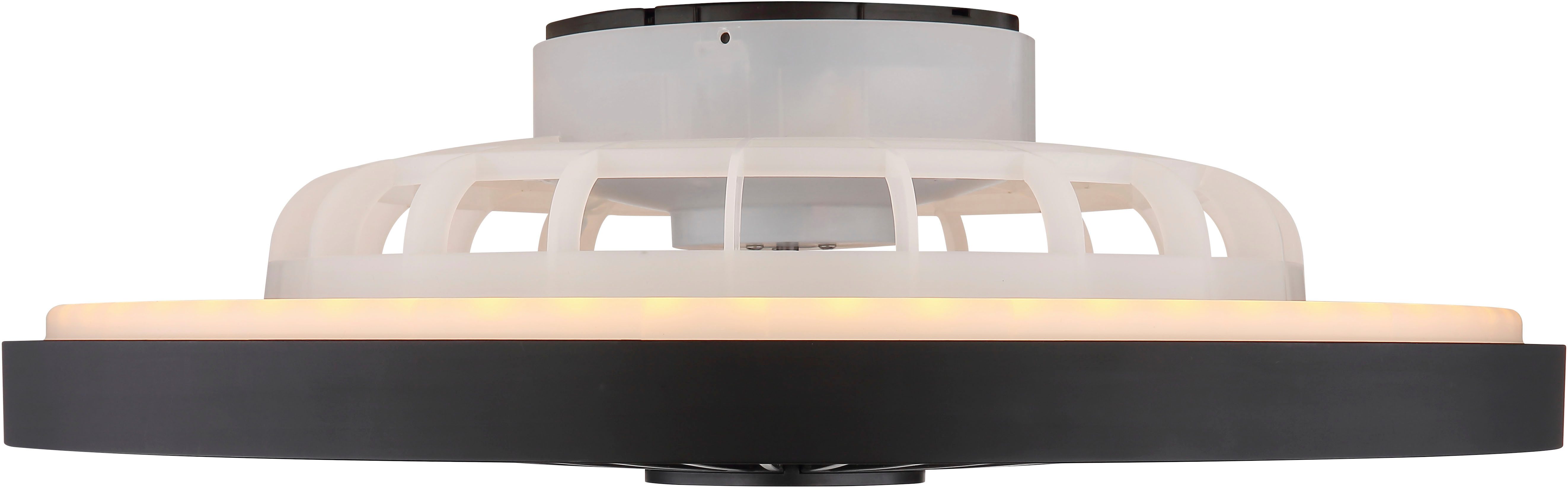 Globo Lightning Plafondlamp BLIZZAK Plafondventilator metaal zwart mat, LED (1 stuk)