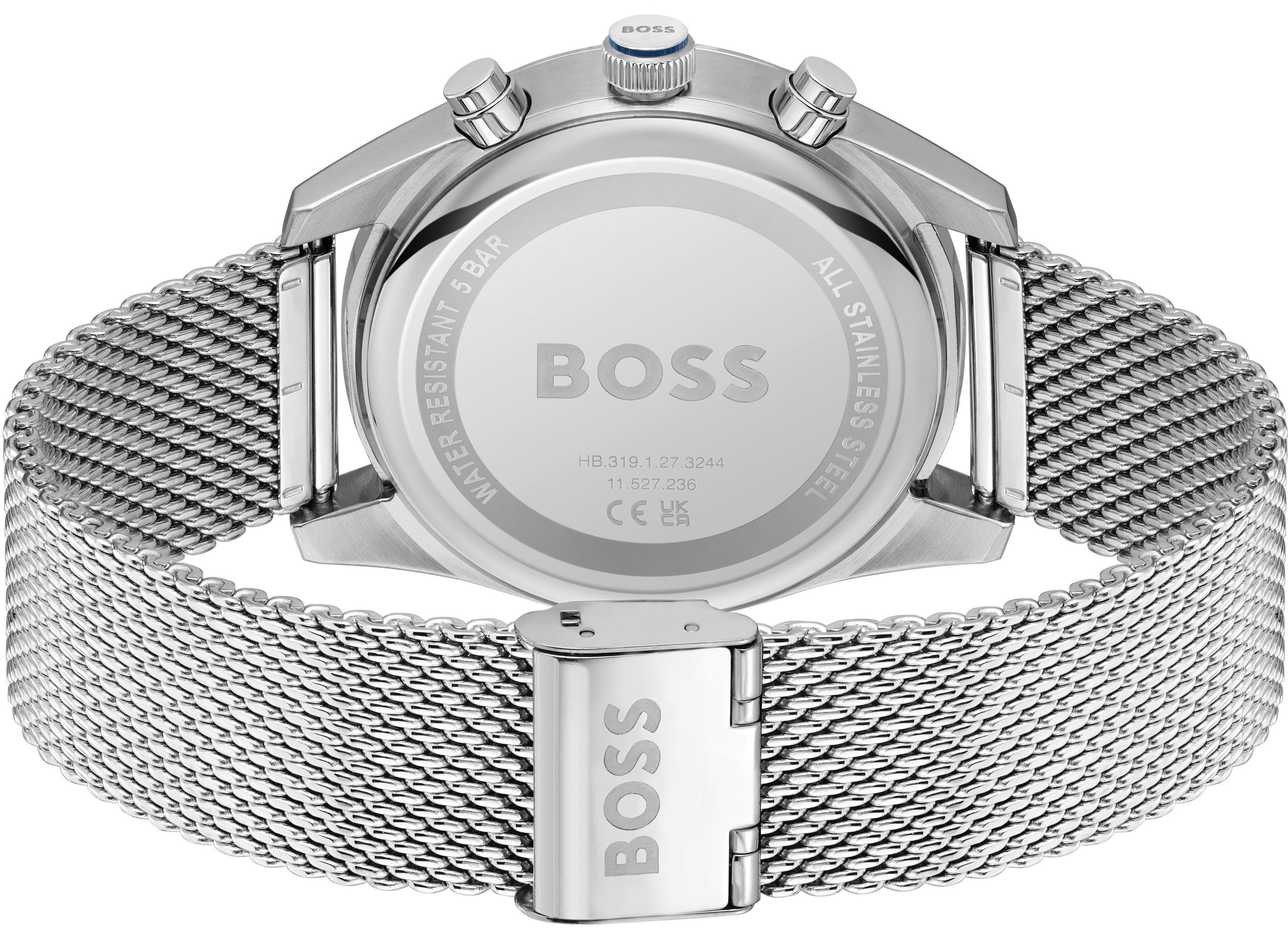 Boss Chronograaf SKYTRAVELLER Quartzhorloge, horloge, herrenuur, leren band, analoog, dag