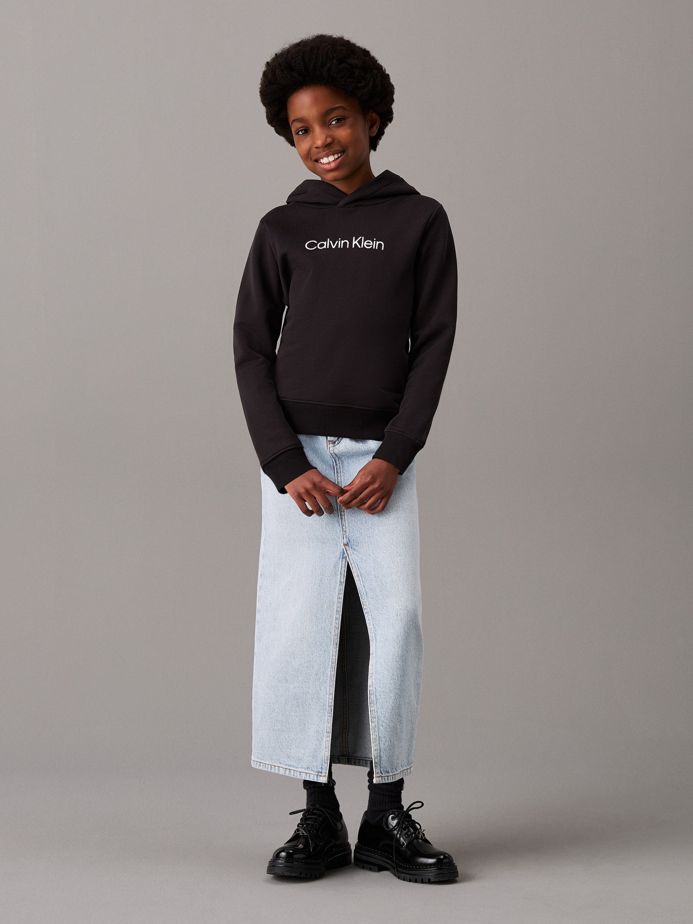 Calvin Klein Hoodie INST. LOGO REG. TERRY HOODIE voor kinderen tot 16 jaar en met logo-opdruk
