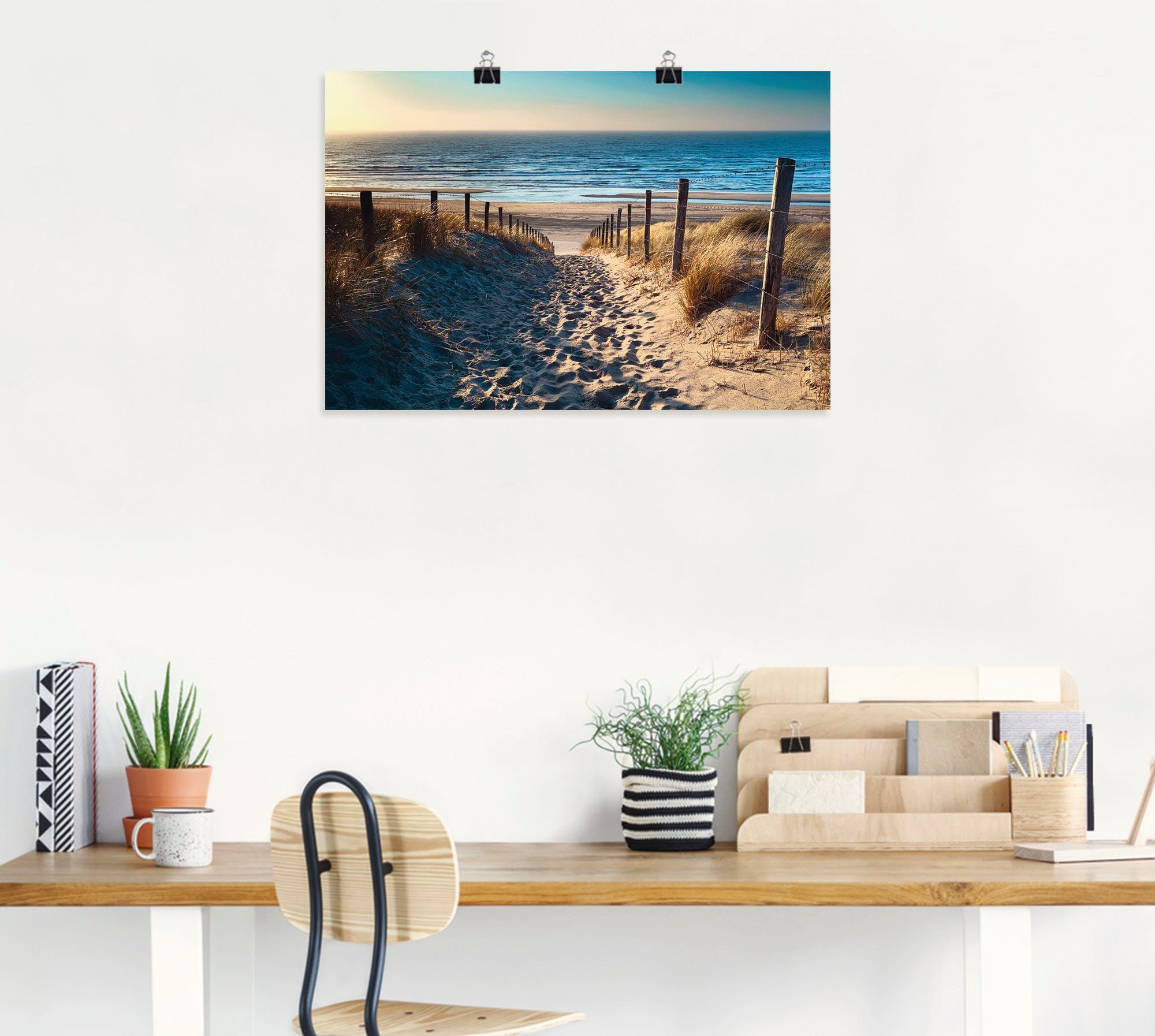 Artland Artprint Weg naar het Noordzeestrand zonsondergang als artprint van aluminium, artprint voor buiten, artprint op linnen, poster, muursticker