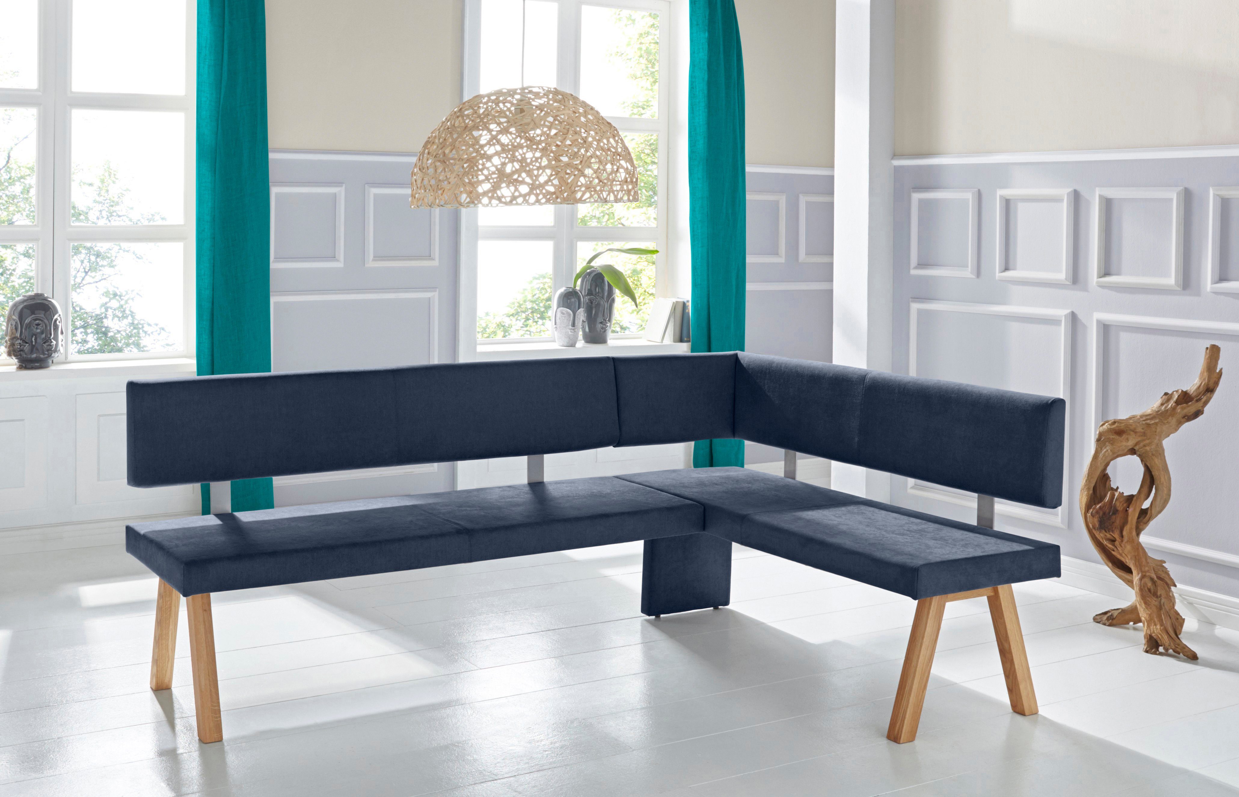 Home affaire Hoekbank Rio Massief hout in eiken geolied, eetkamerbank comfortabel gestoffeerd