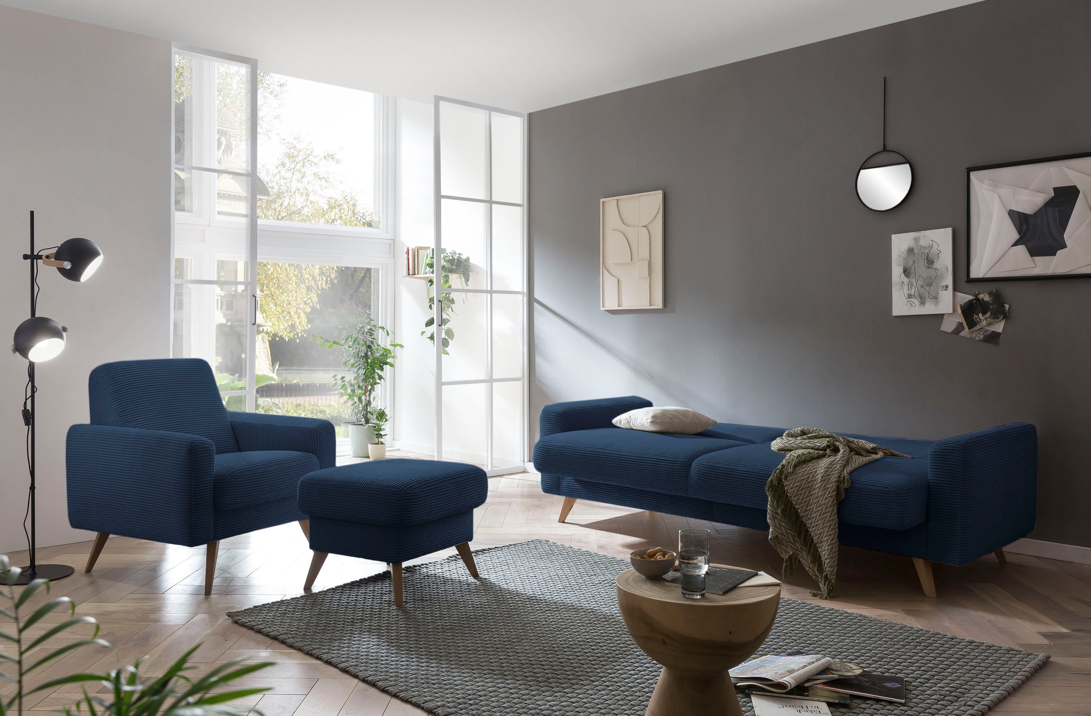 exxpo - sofa fashion 3-zitsbank Samso, elegant en comfortabel, actuele cord bekleding, kantelbank