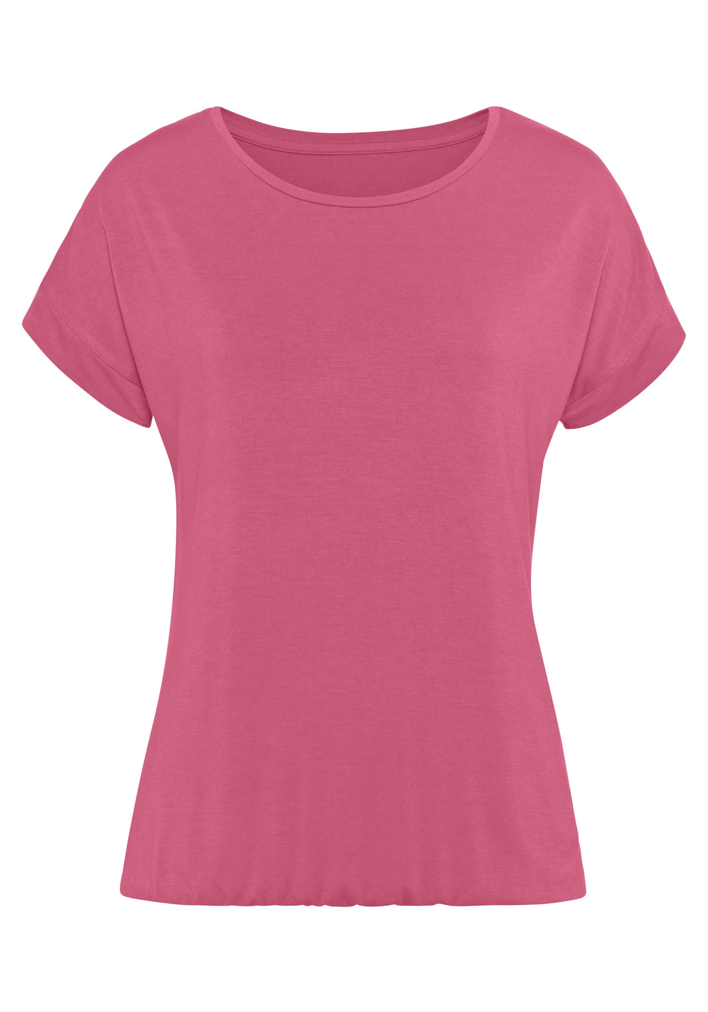 Vivance Shirt met korte mouwen Met elastiek in de band van zachte viscose-stretch