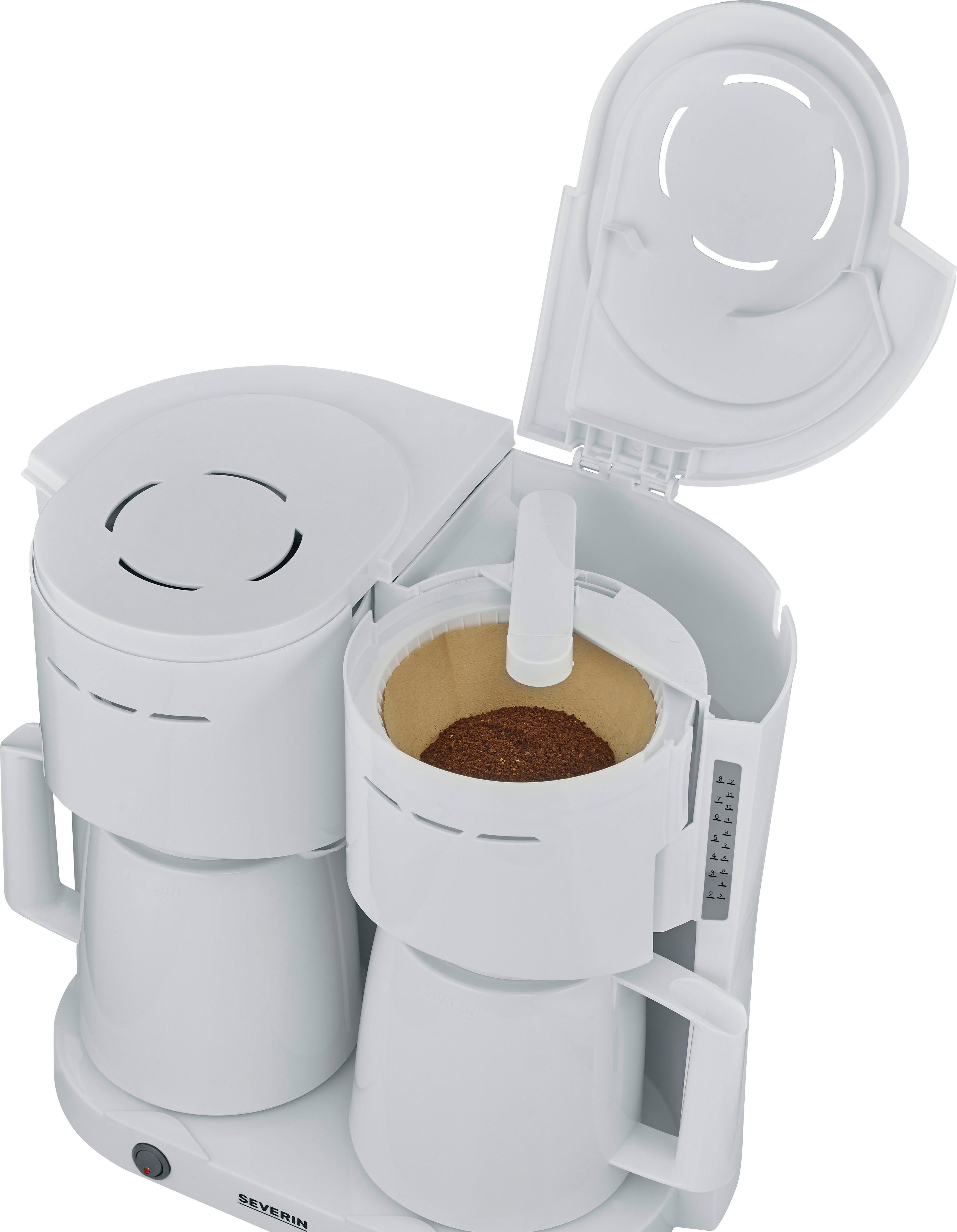 Severin Filterkoffieapparaat KA 9314 Duo filter koffiezetapparaat met 2 thermoskannen, 1 l
