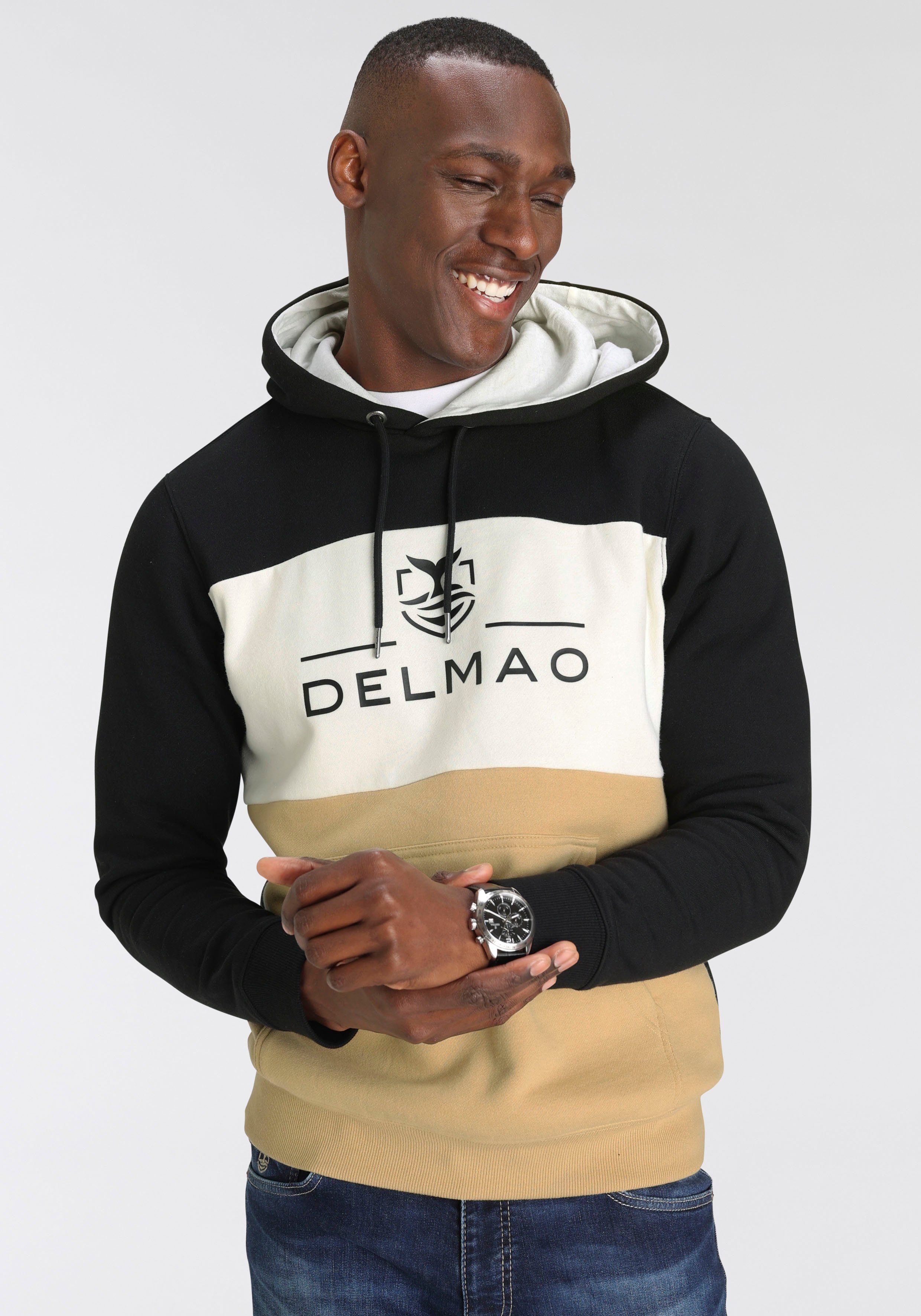 DELMAO Hoodie Langarm, losse pasvorm, colourblocking-look, met capuchon