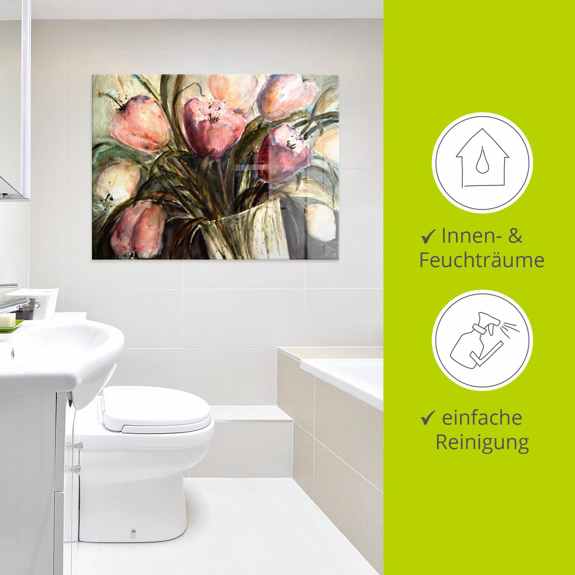 Artland Print op glas Paars Tulpen in vaas in verschillende maten