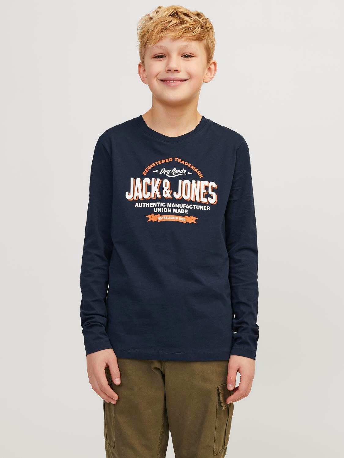 Jack & Jones Junior Shirt met lange mouwen JJELOGO TEE LS O-NECK 2 COL NOOS JNR