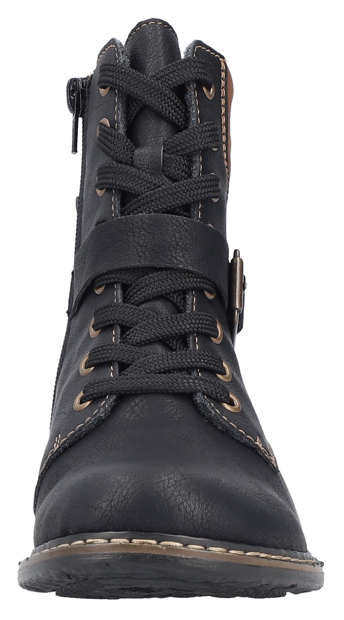 Rieker Veterlaarsjes Veterboots, enkellaarsjes, blokhak, met gewatteerde schachtrand