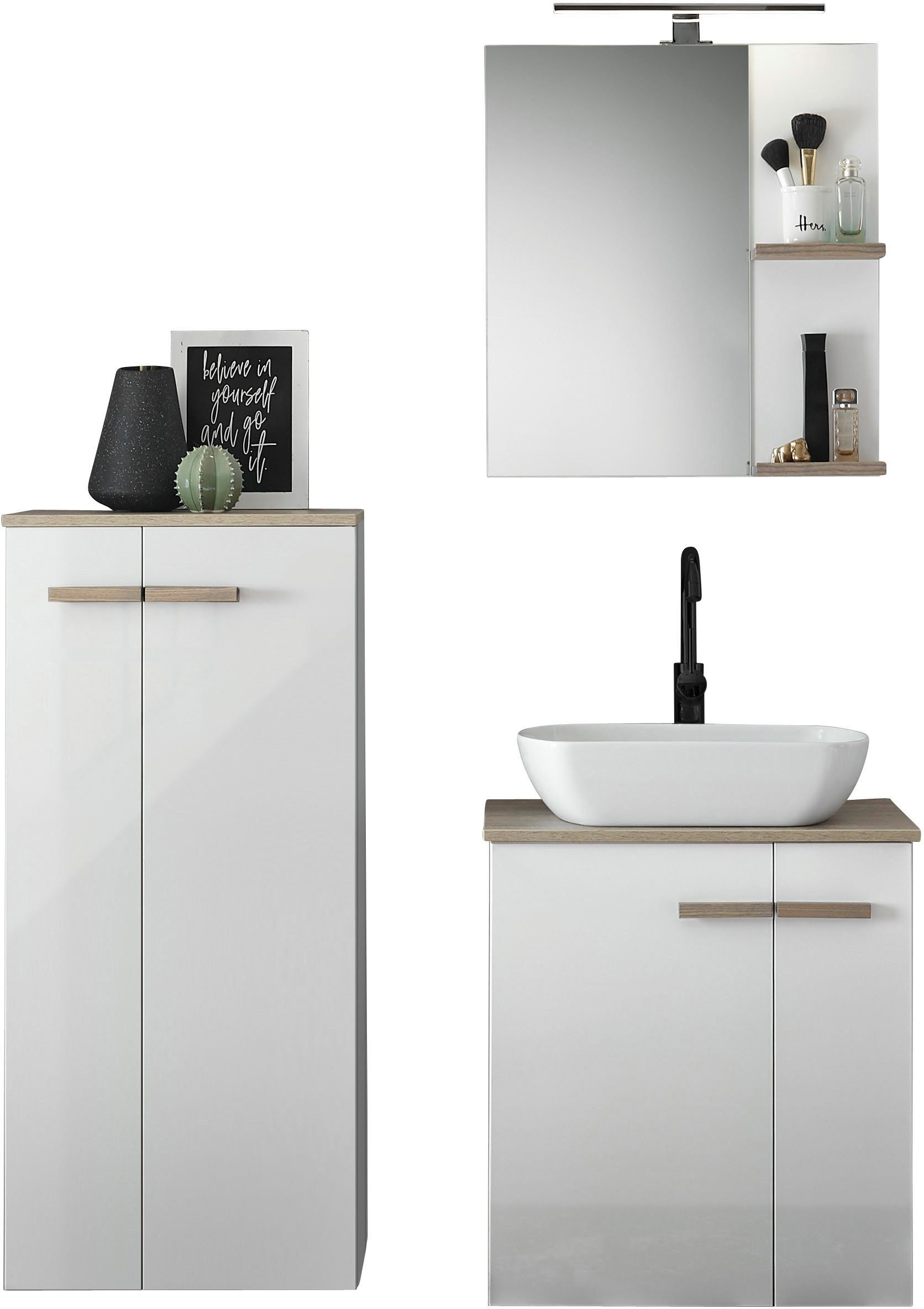 Places of Style Badkamerserie SOLiD, badkamermeubelset, badkamer in modern ontwerp, 3-delige badkamer (set, 3-delig)