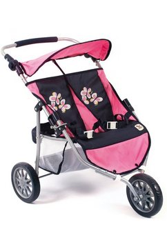 chic2000 poppen-duobuggy jogger, pink checker roze