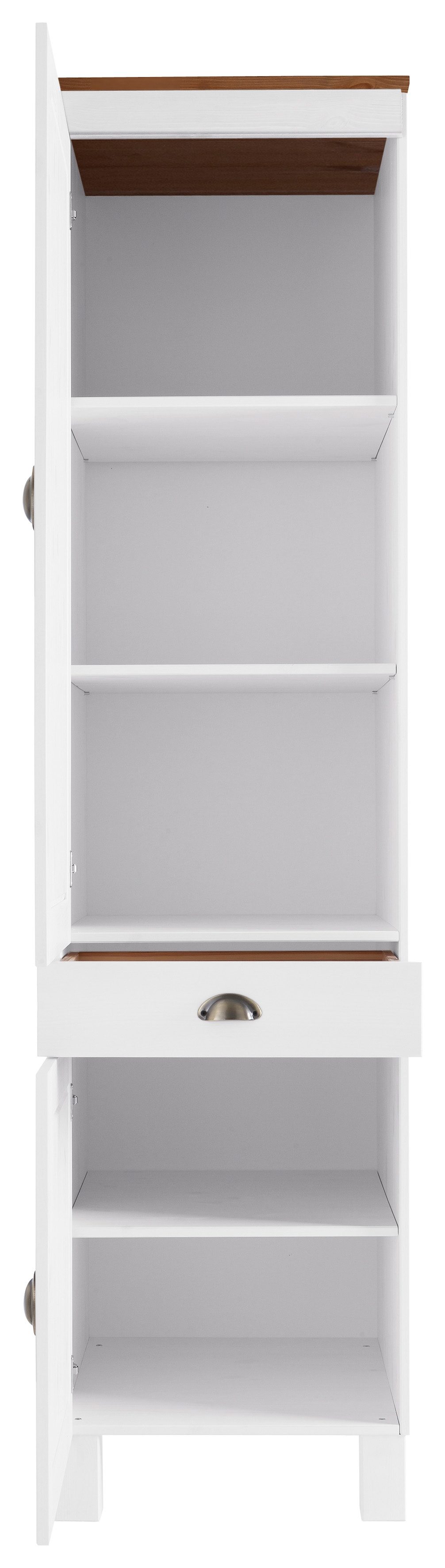 Home affaire Hoge kast Oslo 50 cm breed, in 2 diepten, 2 deuren, 1 lade, van massief grenen