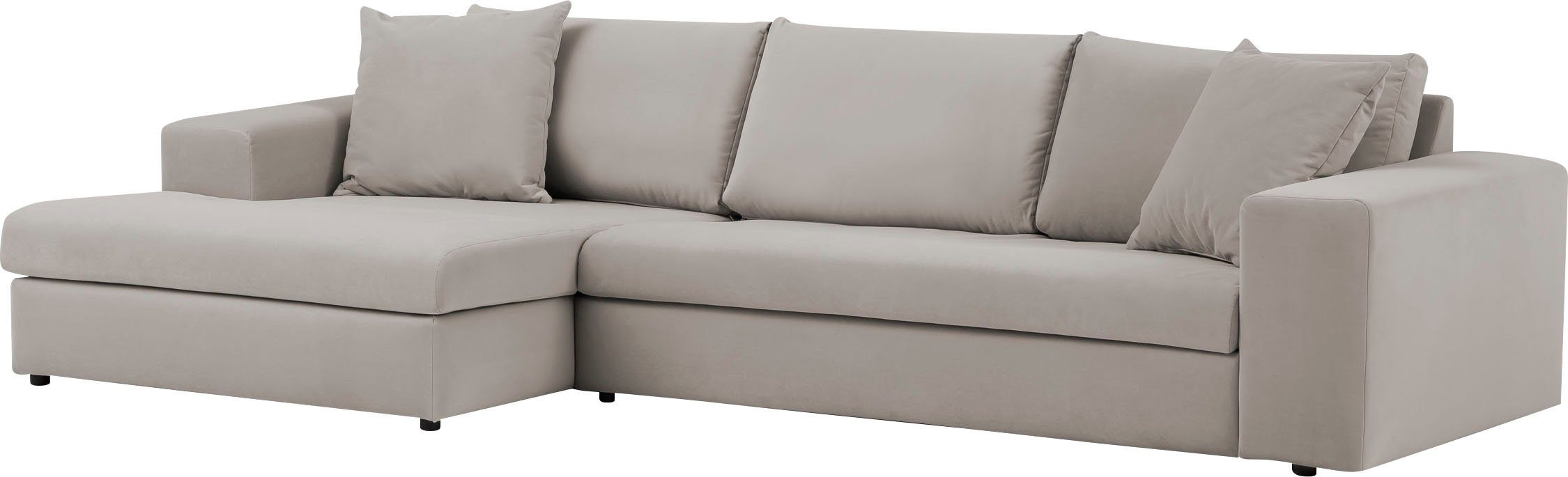 andas Hoekbank SLEETLAND XXL van fluweel of in vintage leer-look, L-model,