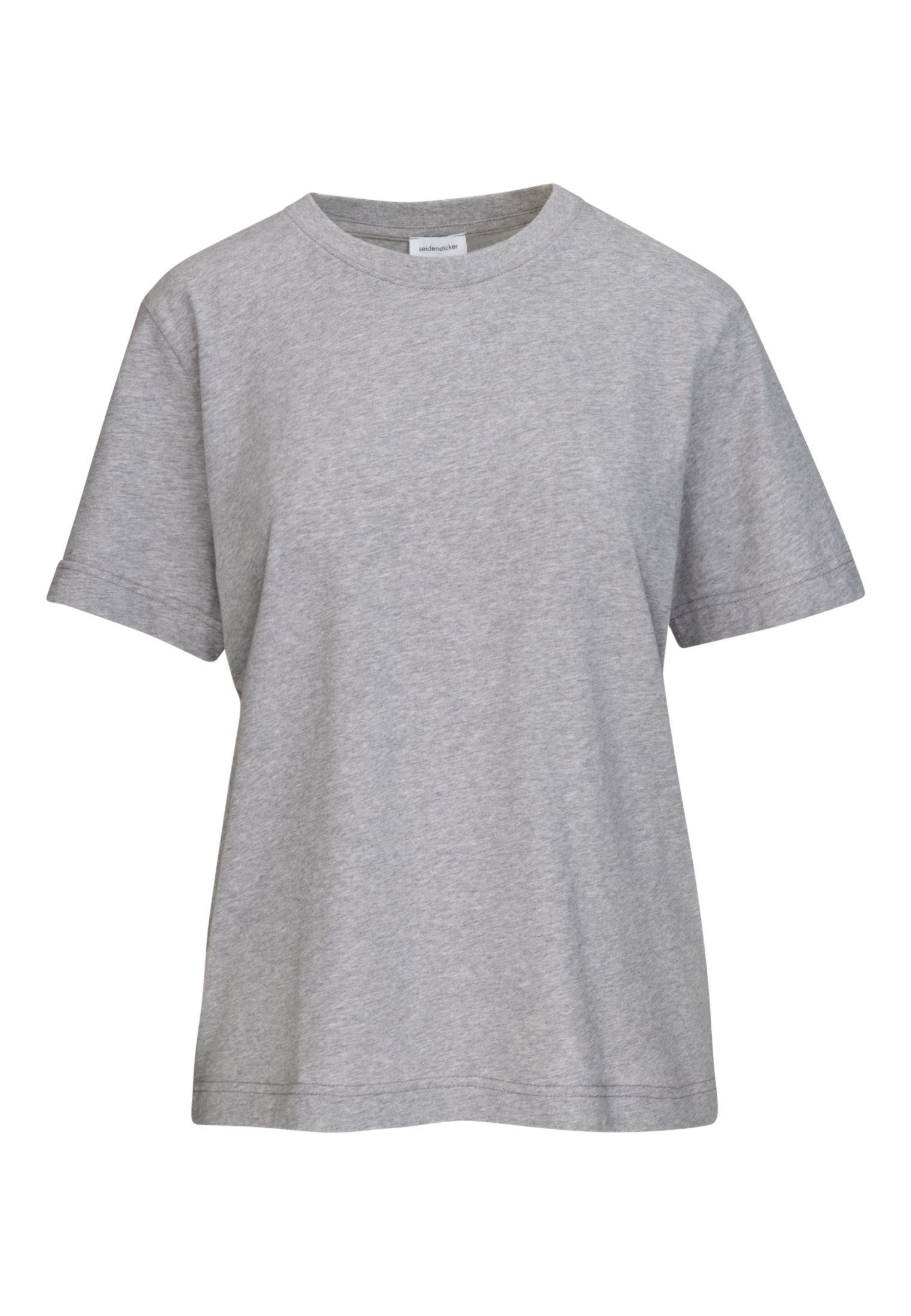 seidensticker T-shirt Zwarte roos 1/2 ronde hals uni