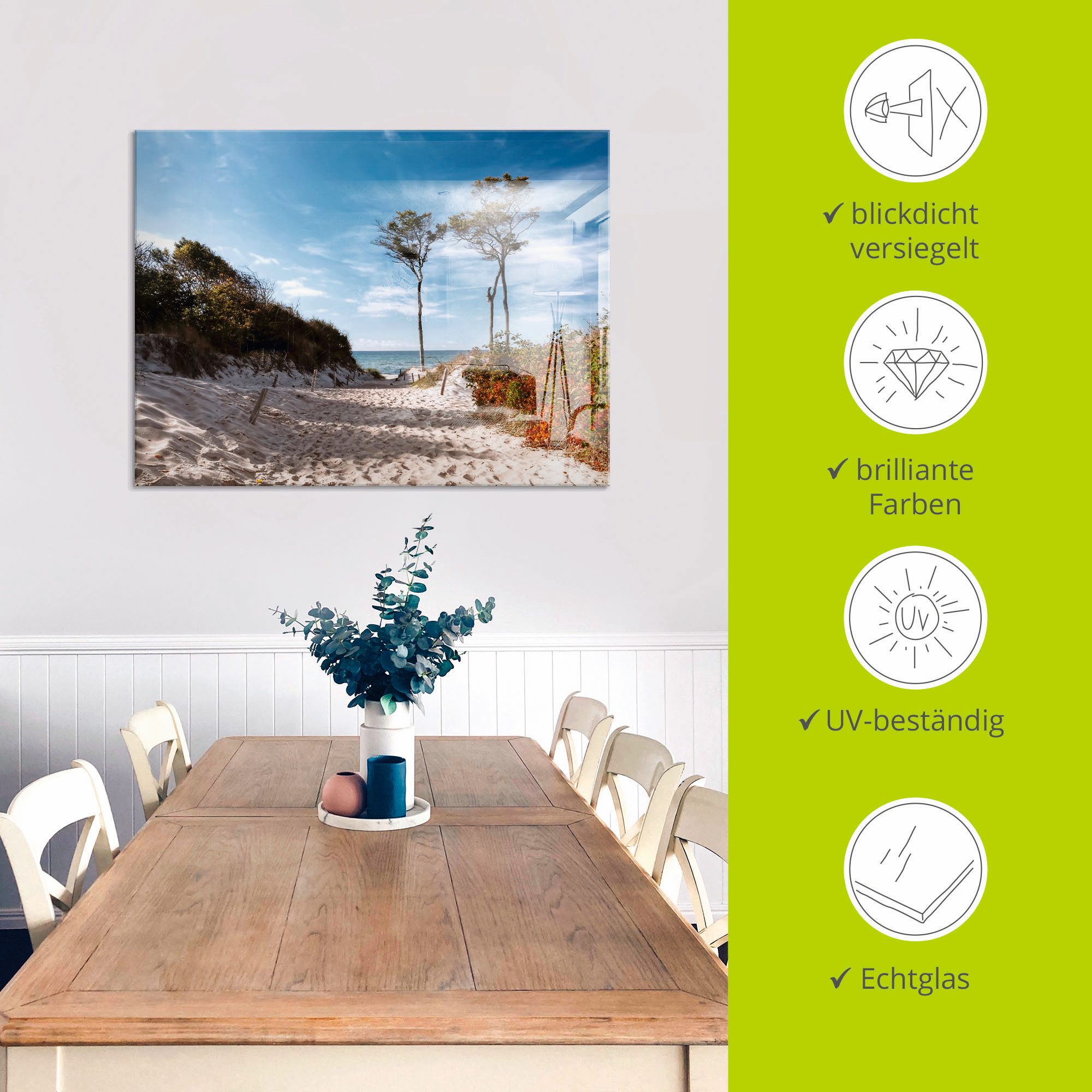 Artland Print op glas Weststrand Darss in verschillende maten