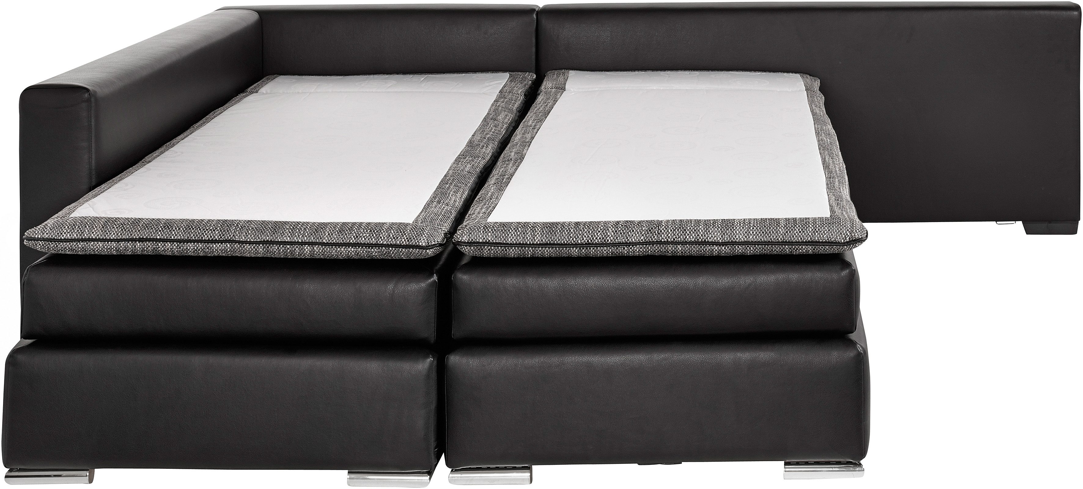 INOSIGN Hoekbank Boxspringbed Night & Day L-vorm met permanente slaapfunctie zonder armleuningen