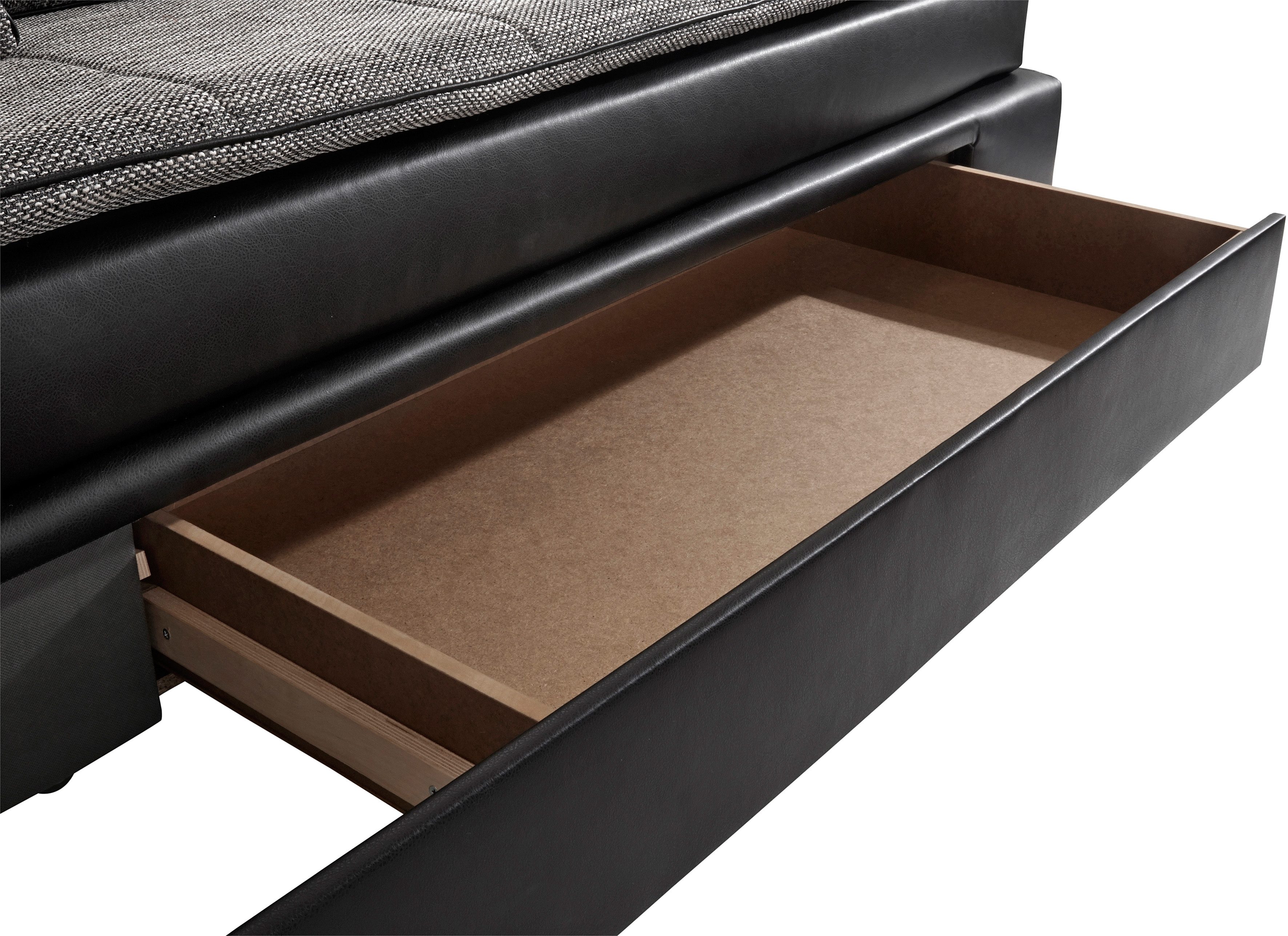 INOSIGN Hoekbank Boxspringbed Night & Day L-vorm met permanente slaapfunctie zonder armleuningen