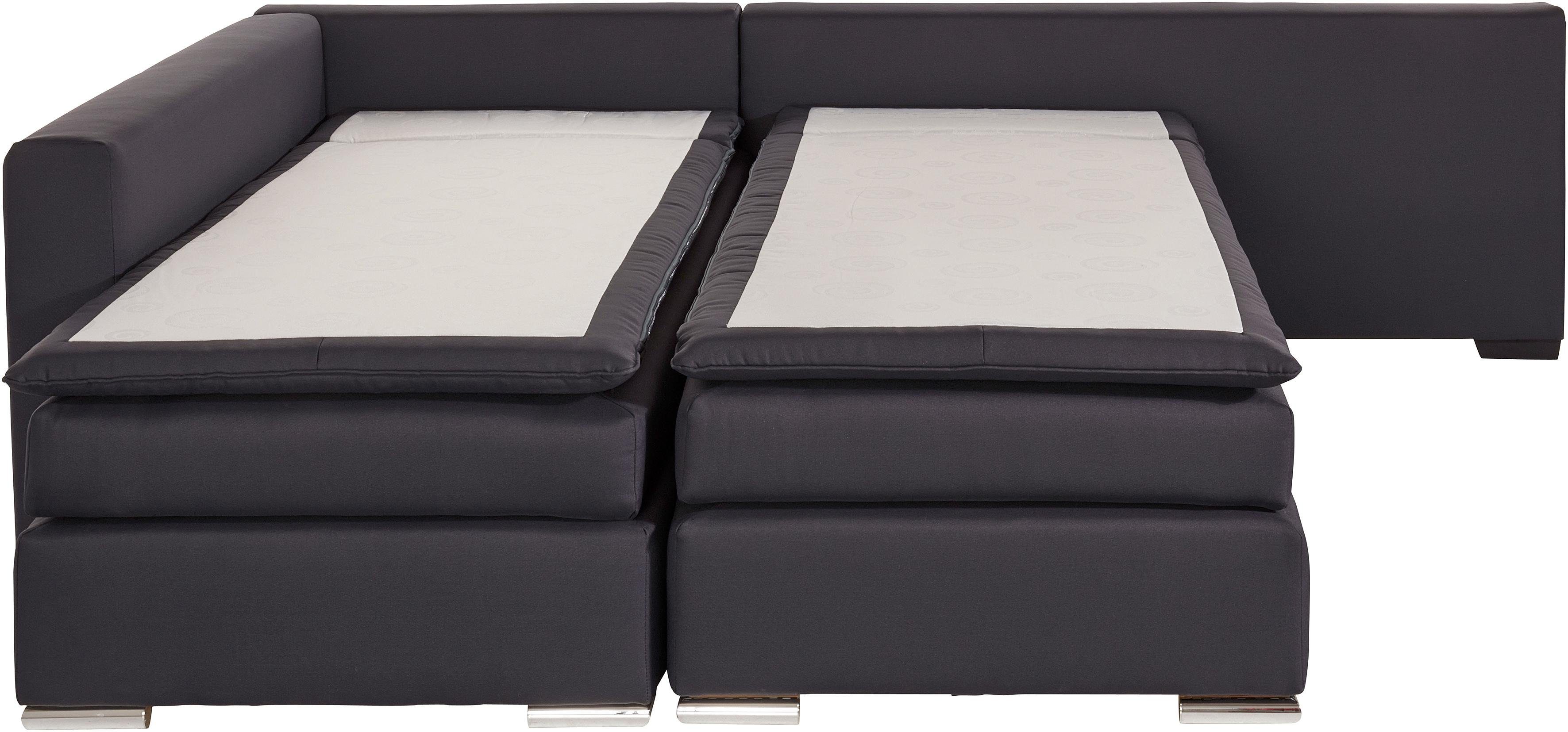 INOSIGN Hoekbank Boxspringbed Night & Day L-vorm met permanente slaapfunctie zonder armleuningen