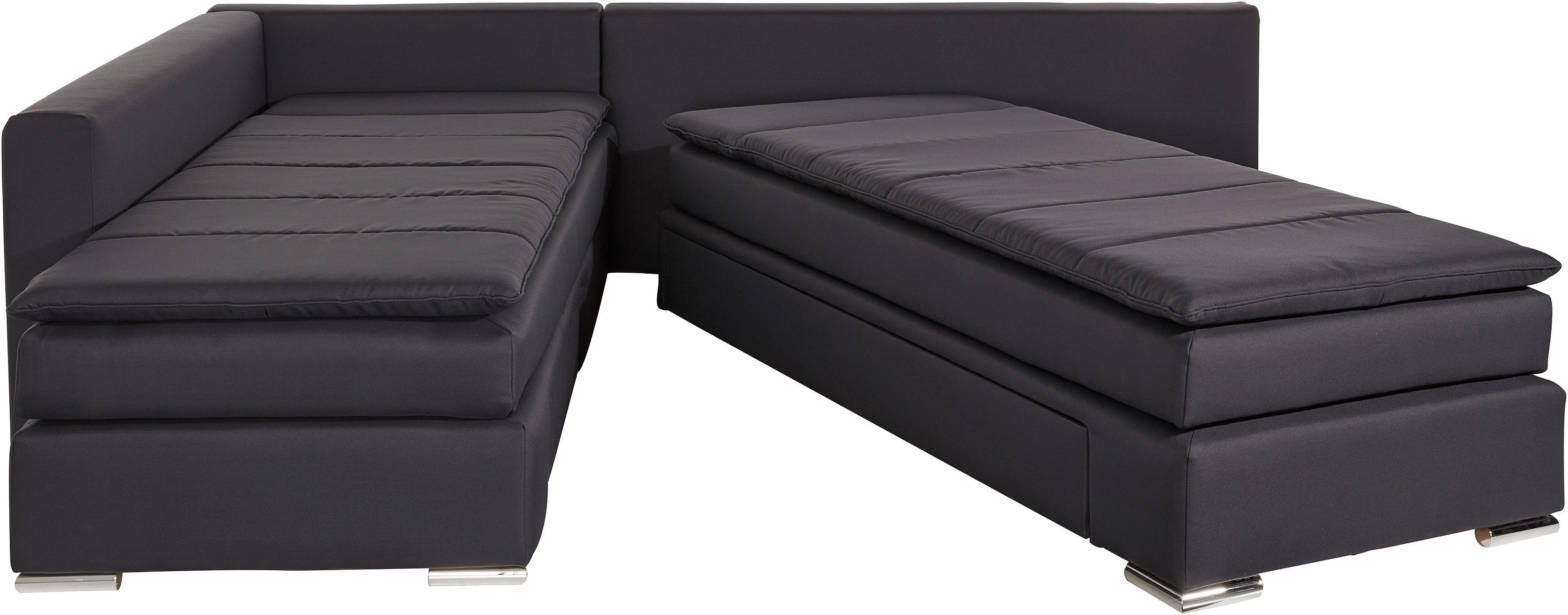 INOSIGN Hoekbank Boxspringbed Night & Day L-vorm met permanente slaapfunctie zonder armleuningen