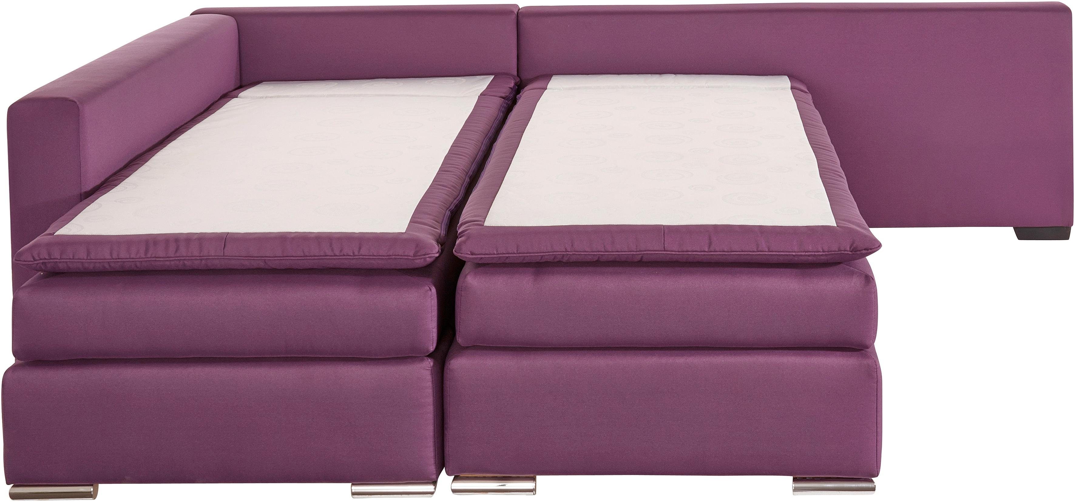INOSIGN Hoekbank Boxspringbed Night & Day L-vorm met permanente slaapfunctie zonder armleuningen