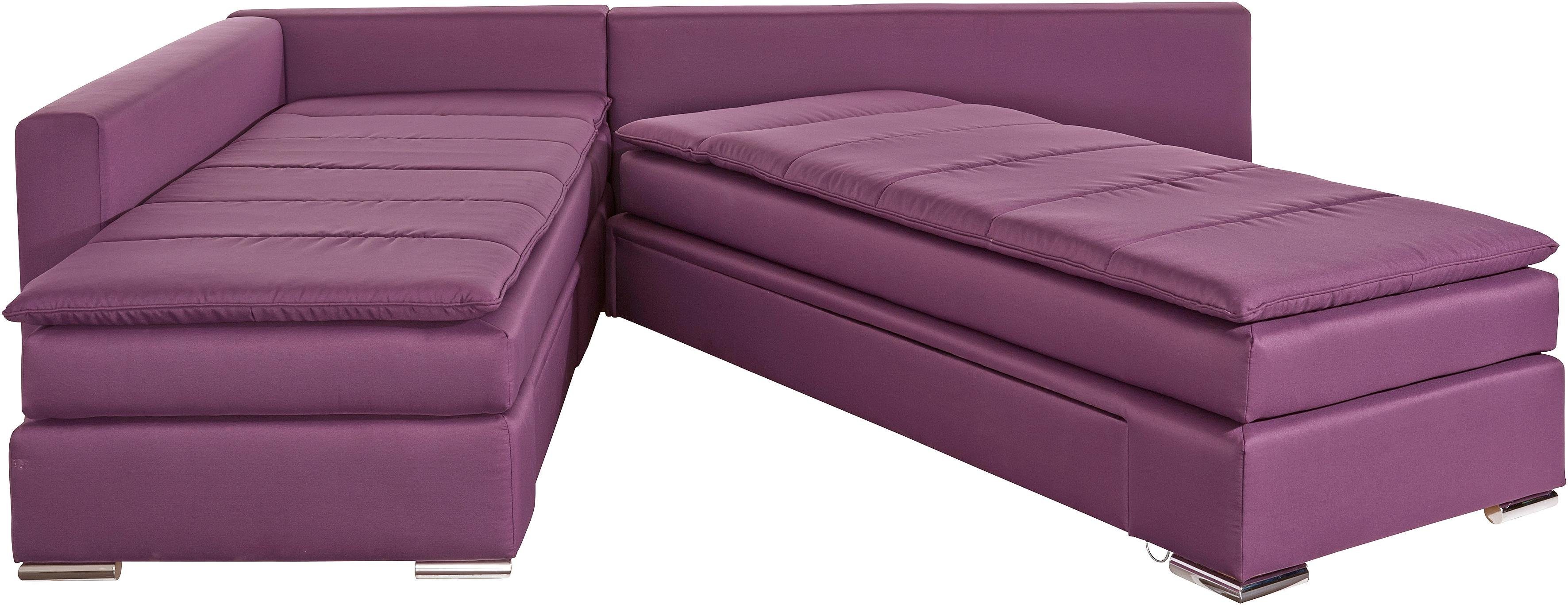 INOSIGN Hoekbank Boxspringbed Night & Day L-vorm met permanente slaapfunctie zonder armleuningen