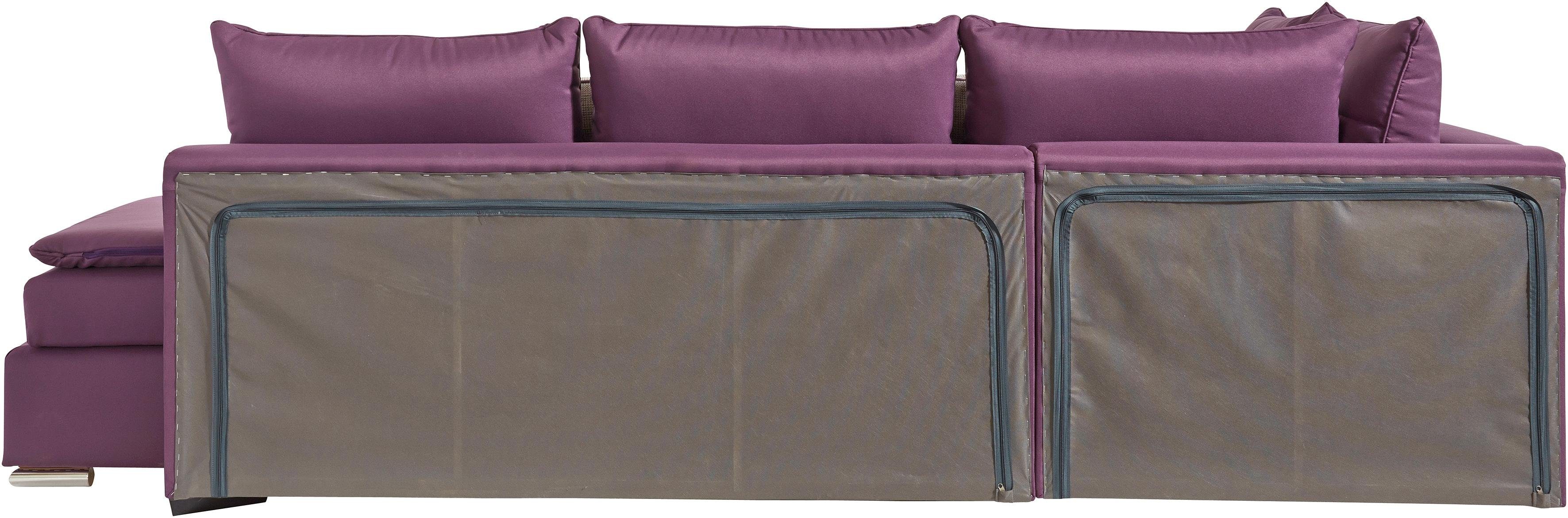 INOSIGN Hoekbank Boxspringbed Night & Day L-vorm met permanente slaapfunctie zonder armleuningen