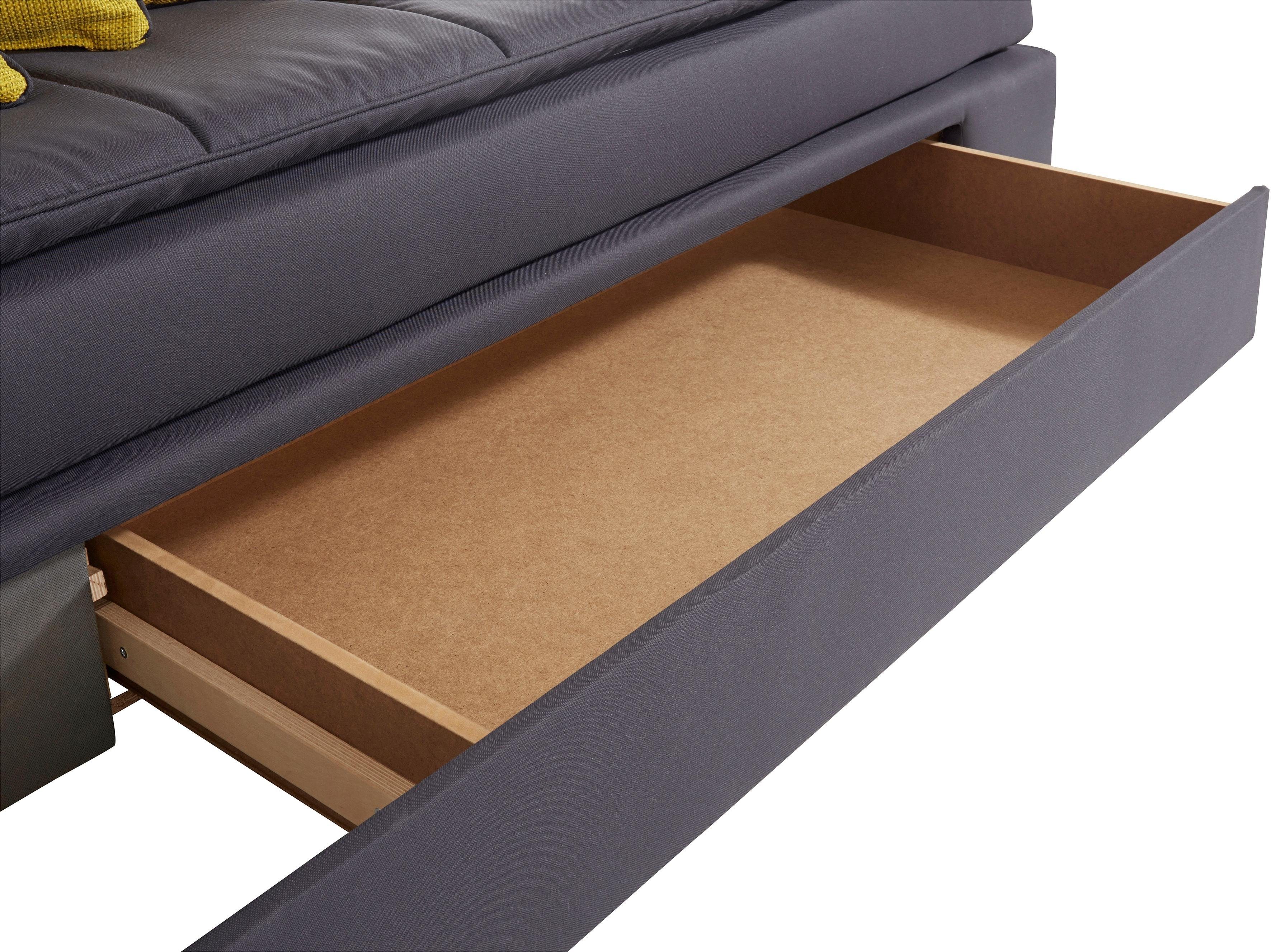 INOSIGN Hoekbank Boxspringbed Night & Day L-vorm met permanente slaapfunctie zonder armleuningen