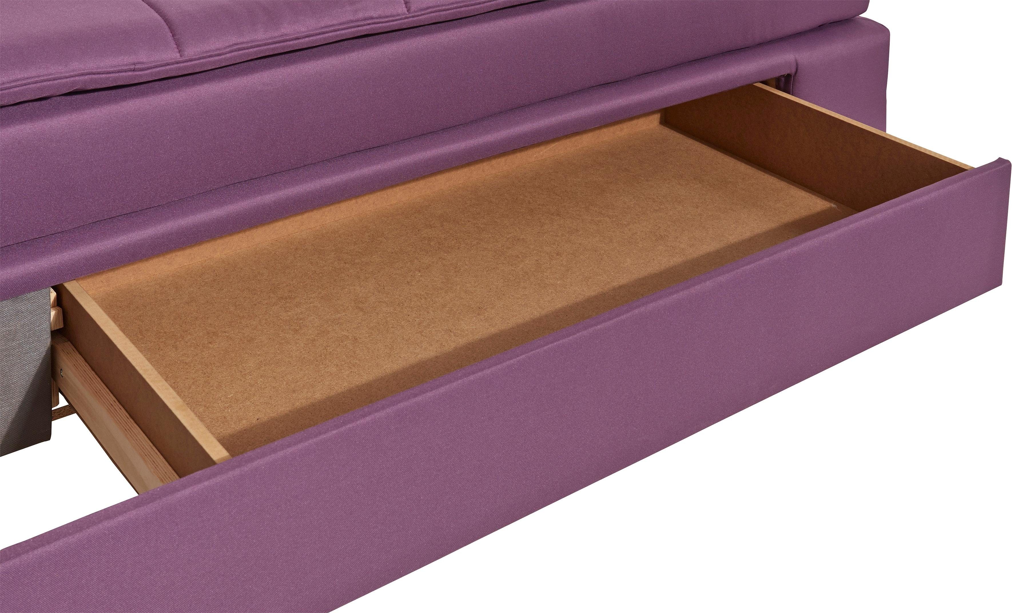 INOSIGN Hoekbank Boxspringbed Night & Day L-vorm met permanente slaapfunctie zonder armleuningen