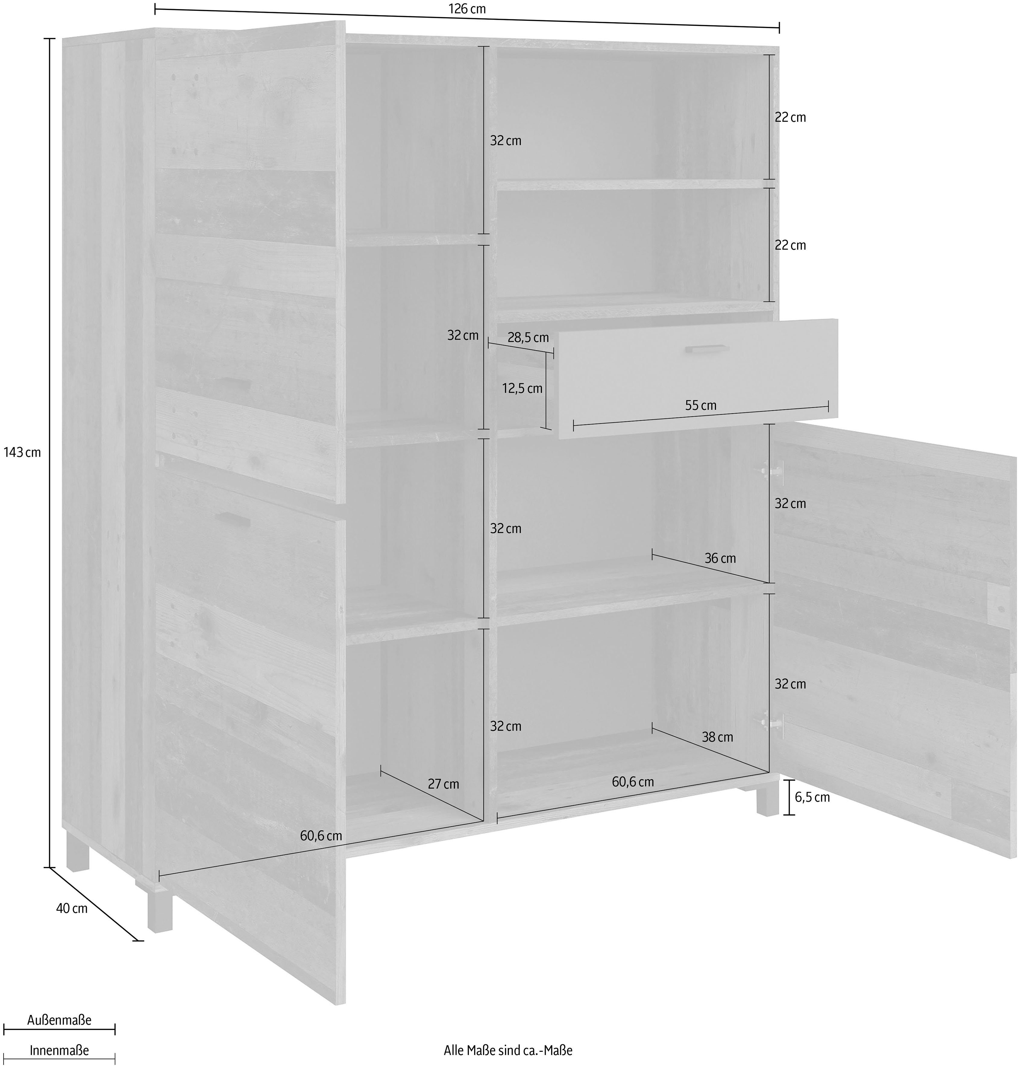 INOSIGN Highboard Jackson Breedte ca. 126 cm