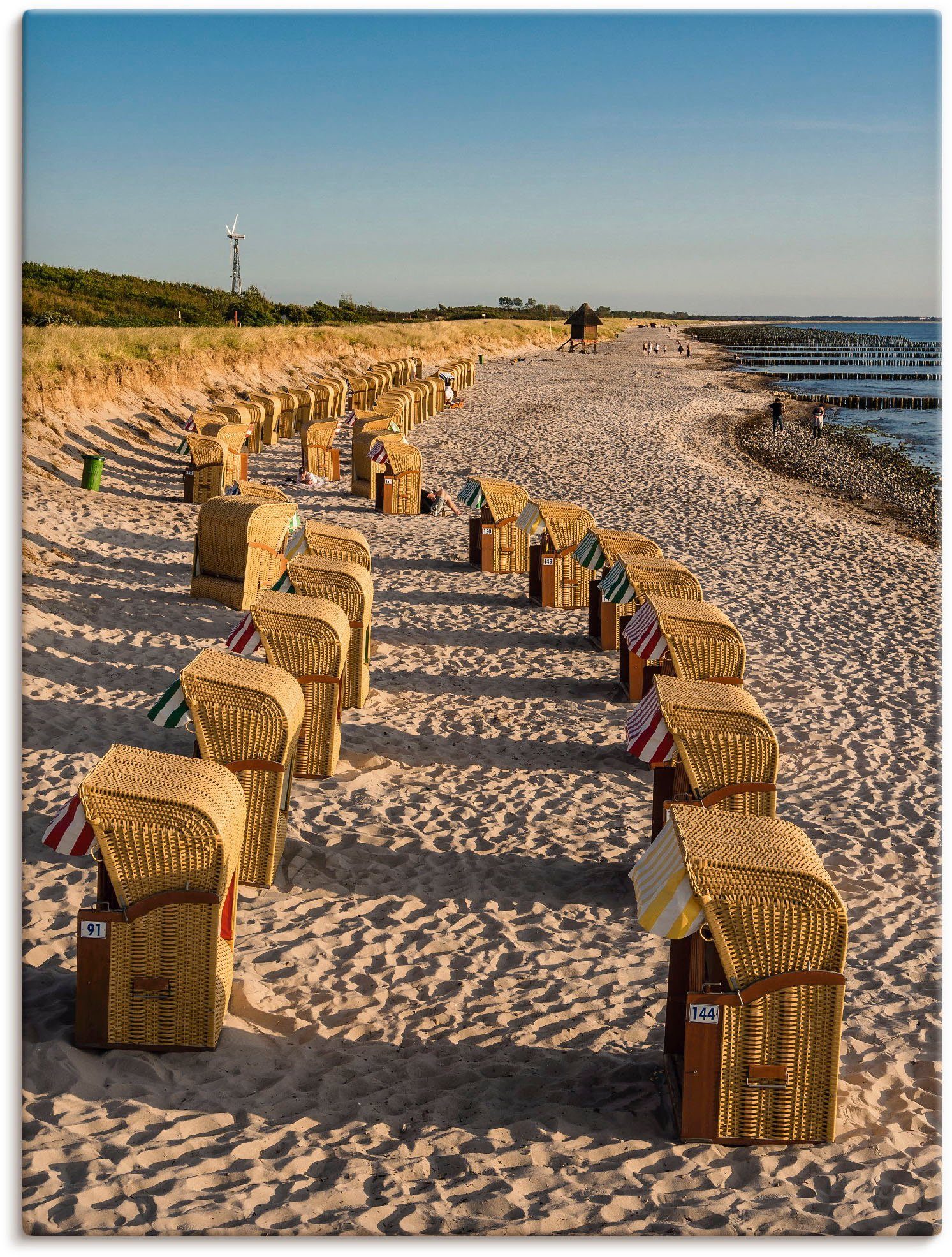 Artland Artprint op linnen Strandstoelen Oostzeekust in Wustrow foto schilderijen blauw