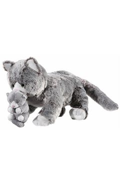 heunec knuffelbeest natureline softissimo kat met baby grijs