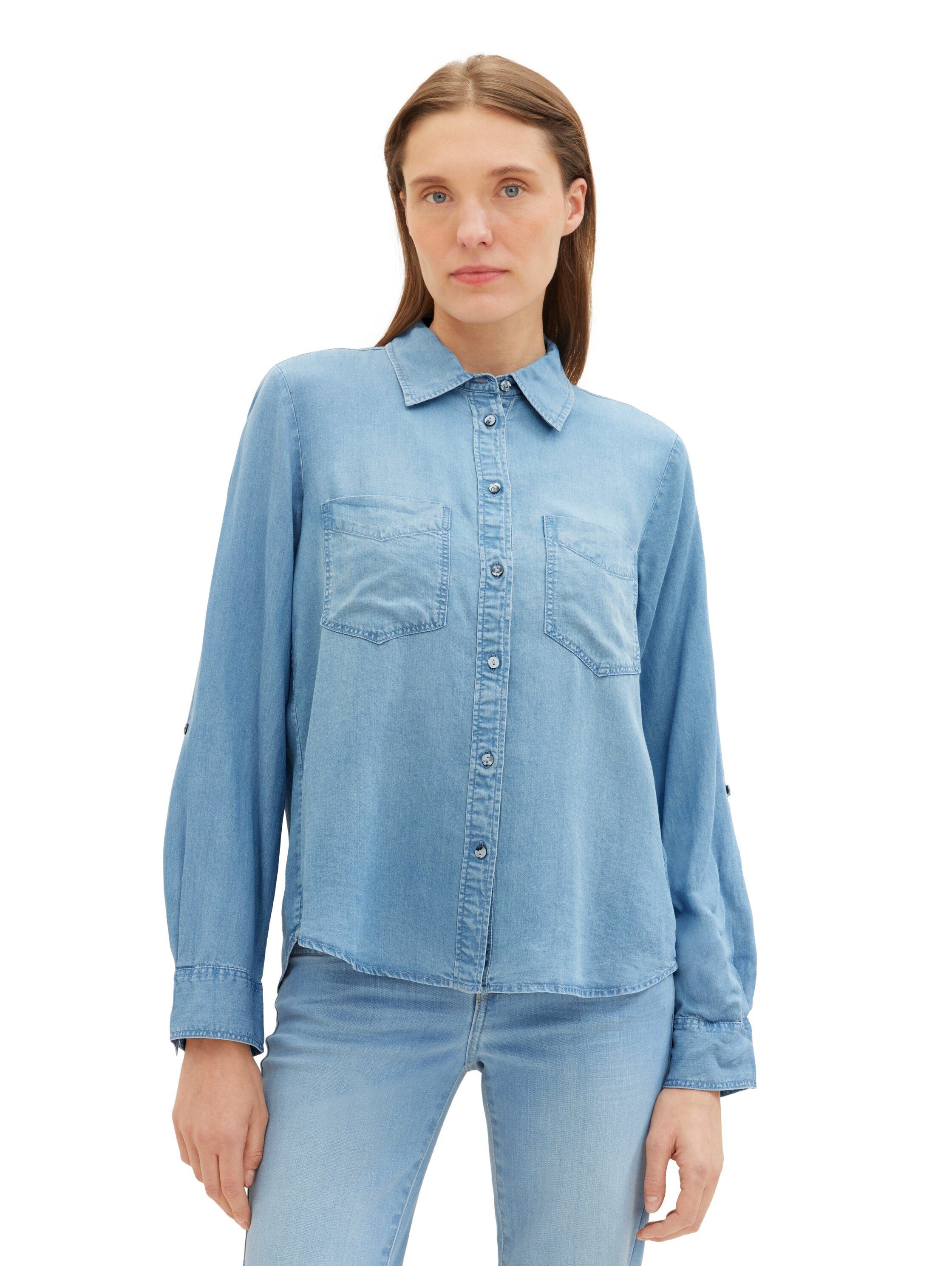 Tom Tailor Jeans blouse met lyocell en kentkraag