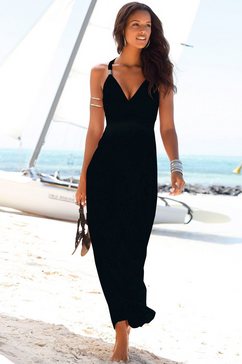 lascana maxi-jurk met verstelbare hals zwart