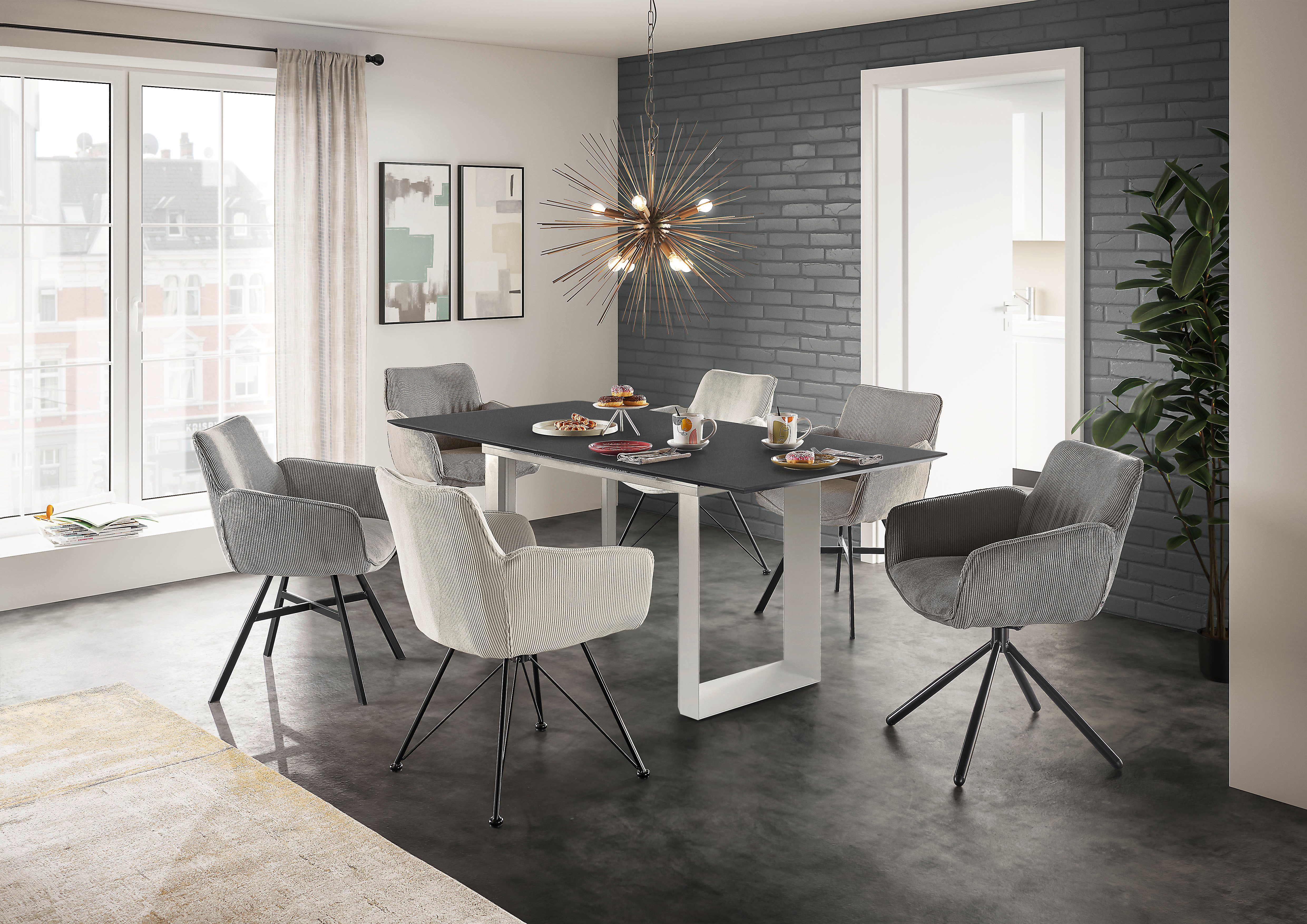 set one by Musterring Eettafel New Atlanta Rechthoekig blad met Zwitserse rand, uitschuifbaar, onderstel in U-vorm