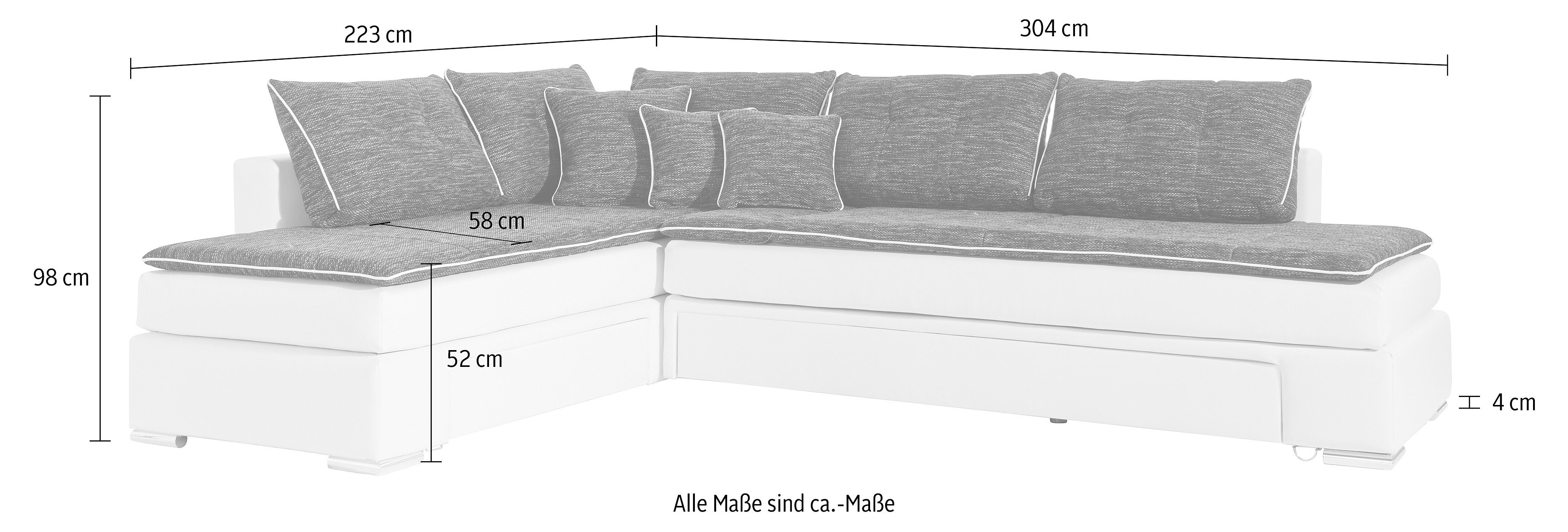 INOSIGN Hoekbank Boxspringbed Night & Day L-vorm met permanente slaapfunctie zonder armleuningen