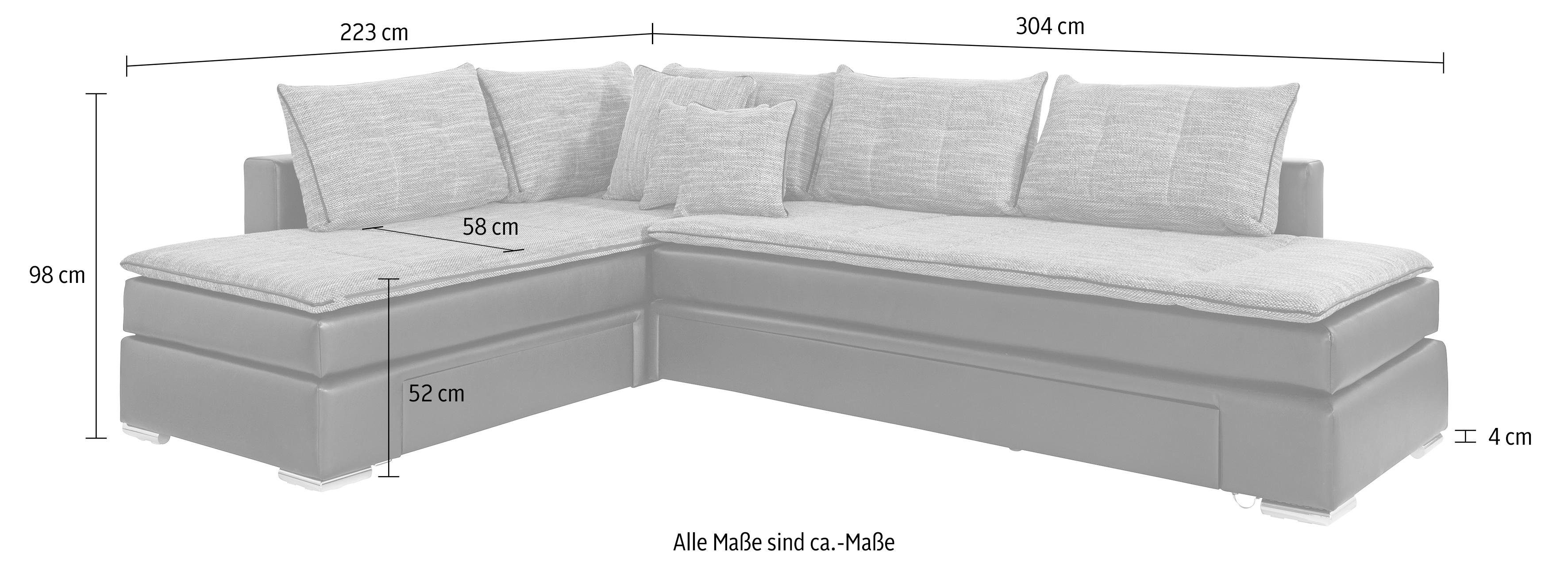 INOSIGN Hoekbank Boxspringbed Night & Day L-vorm met permanente slaapfunctie zonder armleuningen