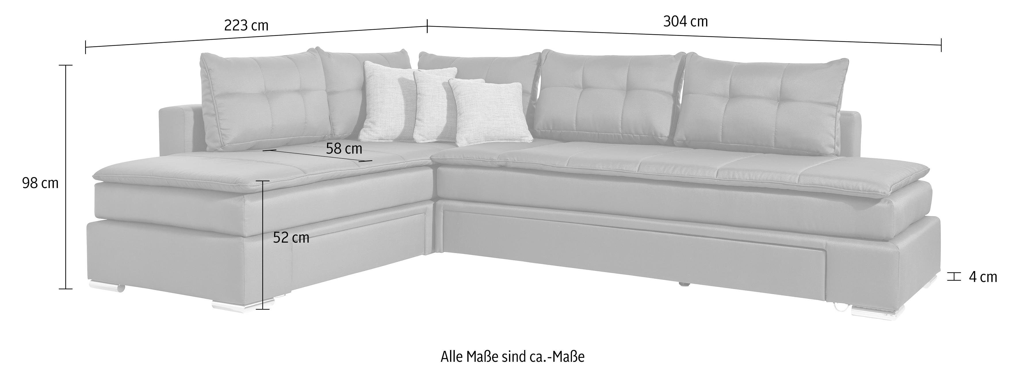 INOSIGN Hoekbank Boxspringbed Night & Day L-vorm met permanente slaapfunctie zonder armleuningen