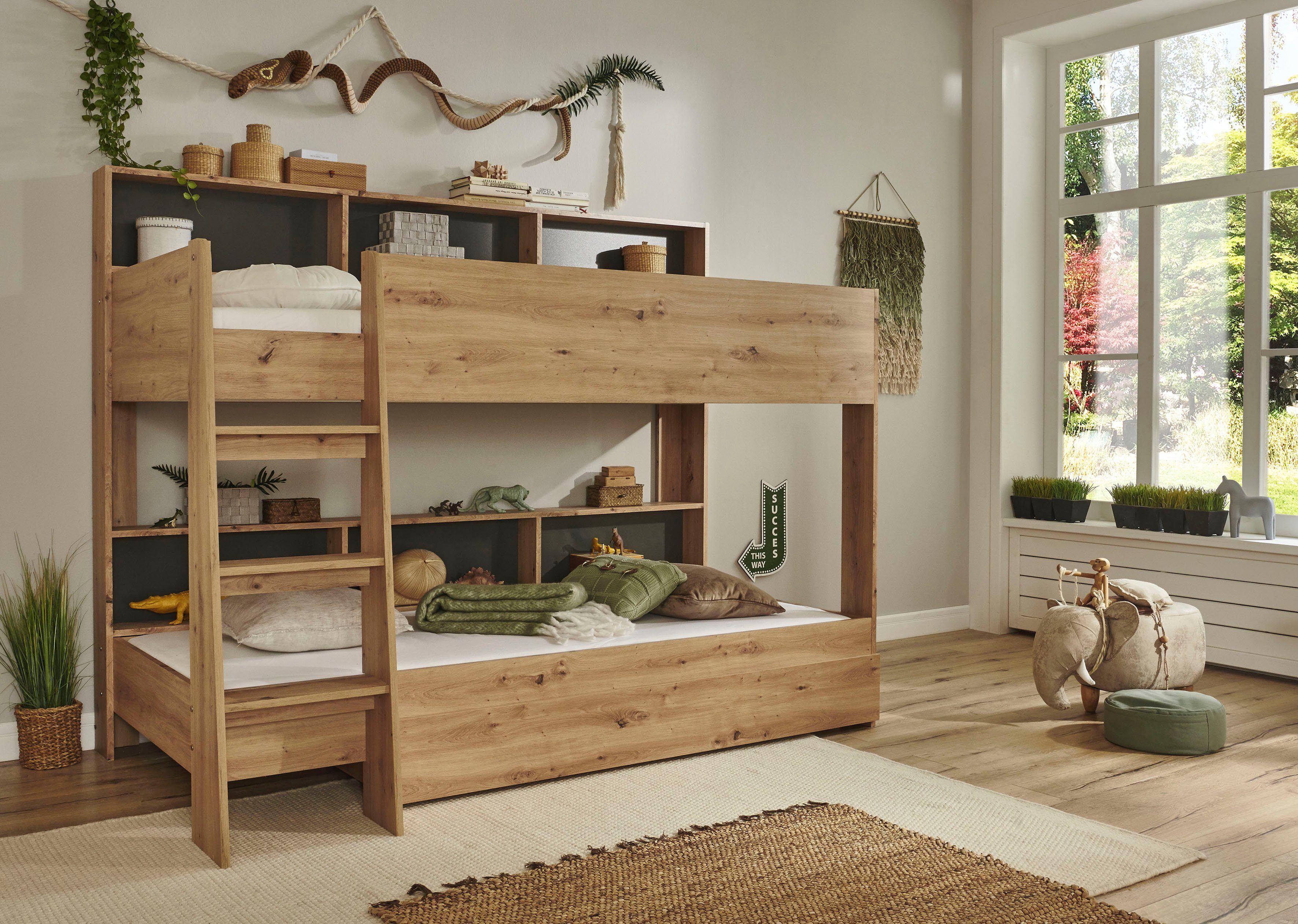 Relita Stapelbed Sway 2 ligoppervlakken, met ladder, achterste planken