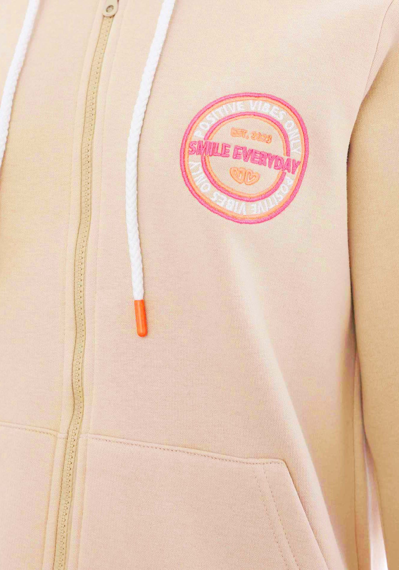 Zwillingsherz Sweatvest met capuchon, rugprint, detailprint aan de voorkant