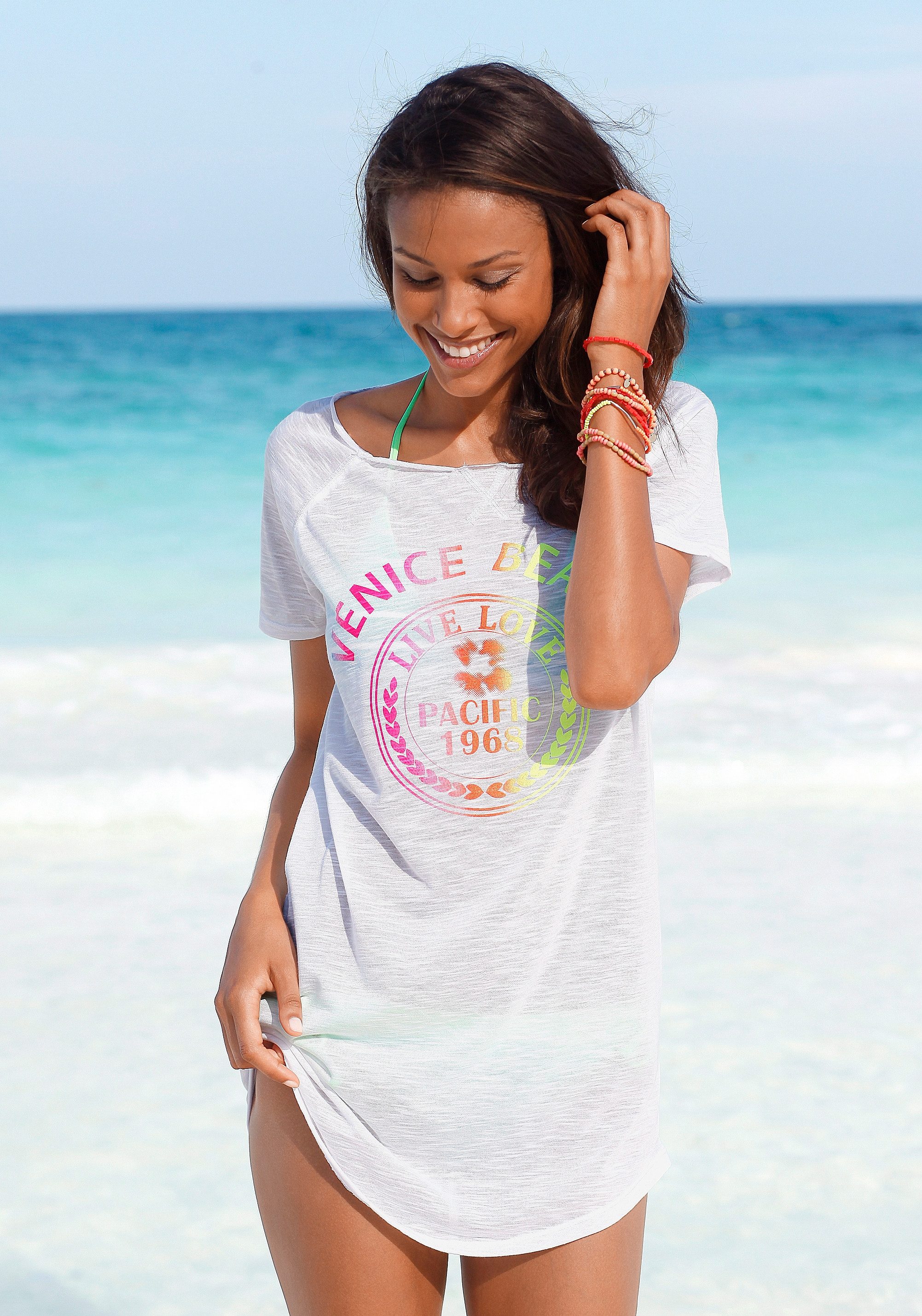 VENICE BEACH Lang shirt met neon-frontprint